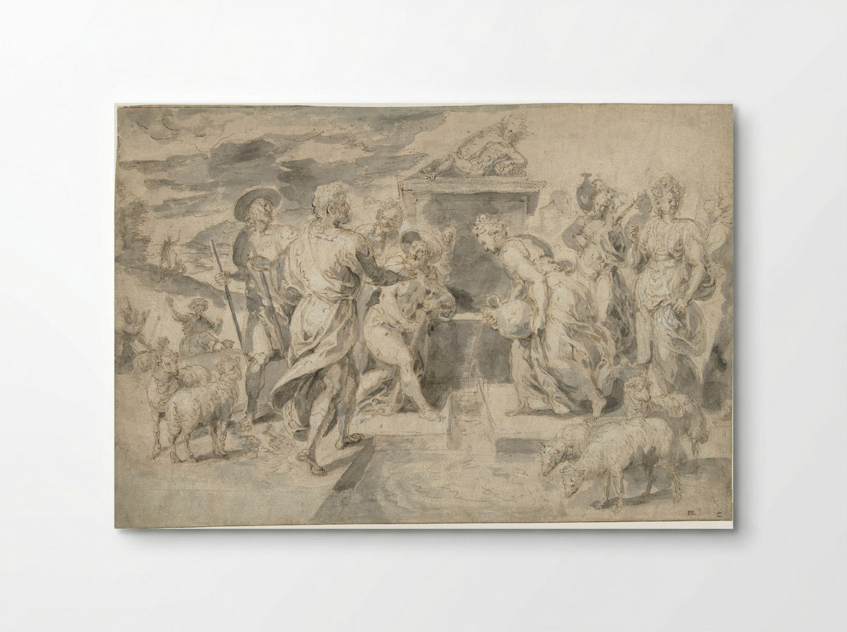 Moses Defending the Daughters of Jethro - Chrispijn van den Broeck - Poster