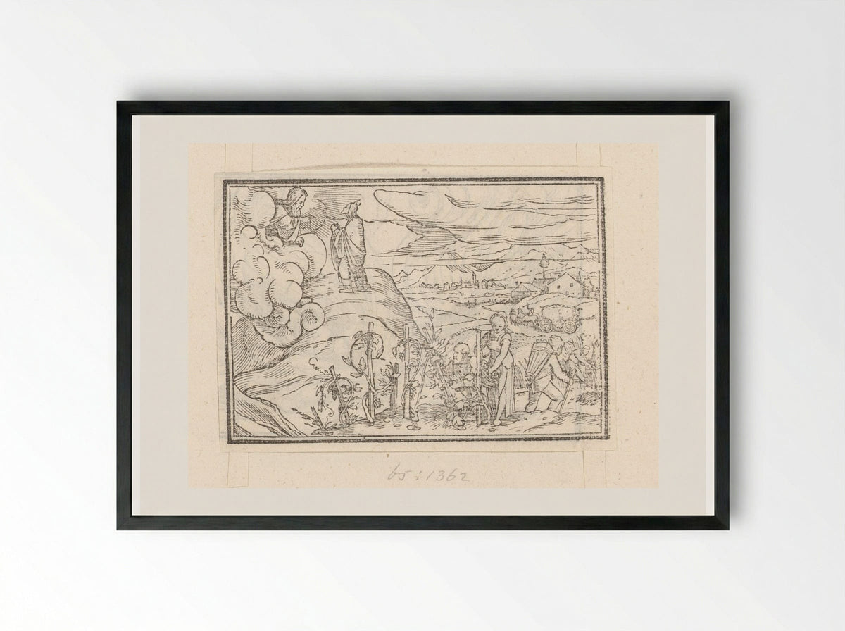 Moses Receiving Instructions for the Harvest and Viticulture - Veit Rudolf Specklin - Framed Print Black