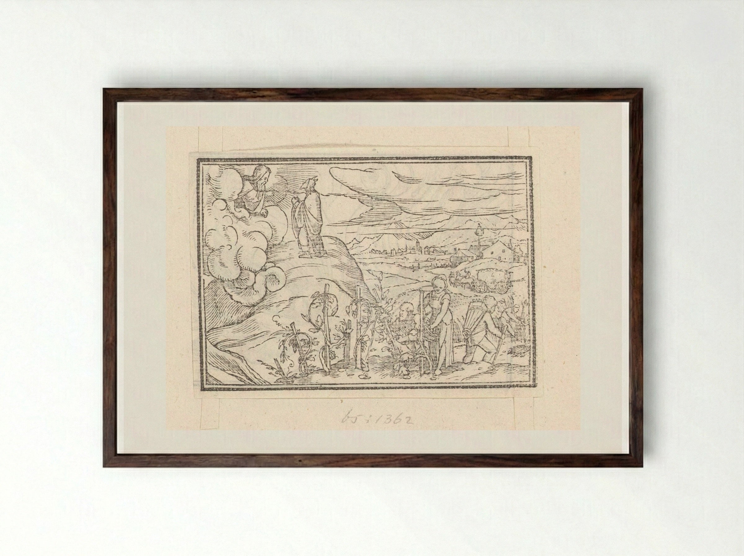Moses Receiving Instructions for the Harvest and Viticulture - Veit Rudolf Specklin - Framed Print Dark Wood