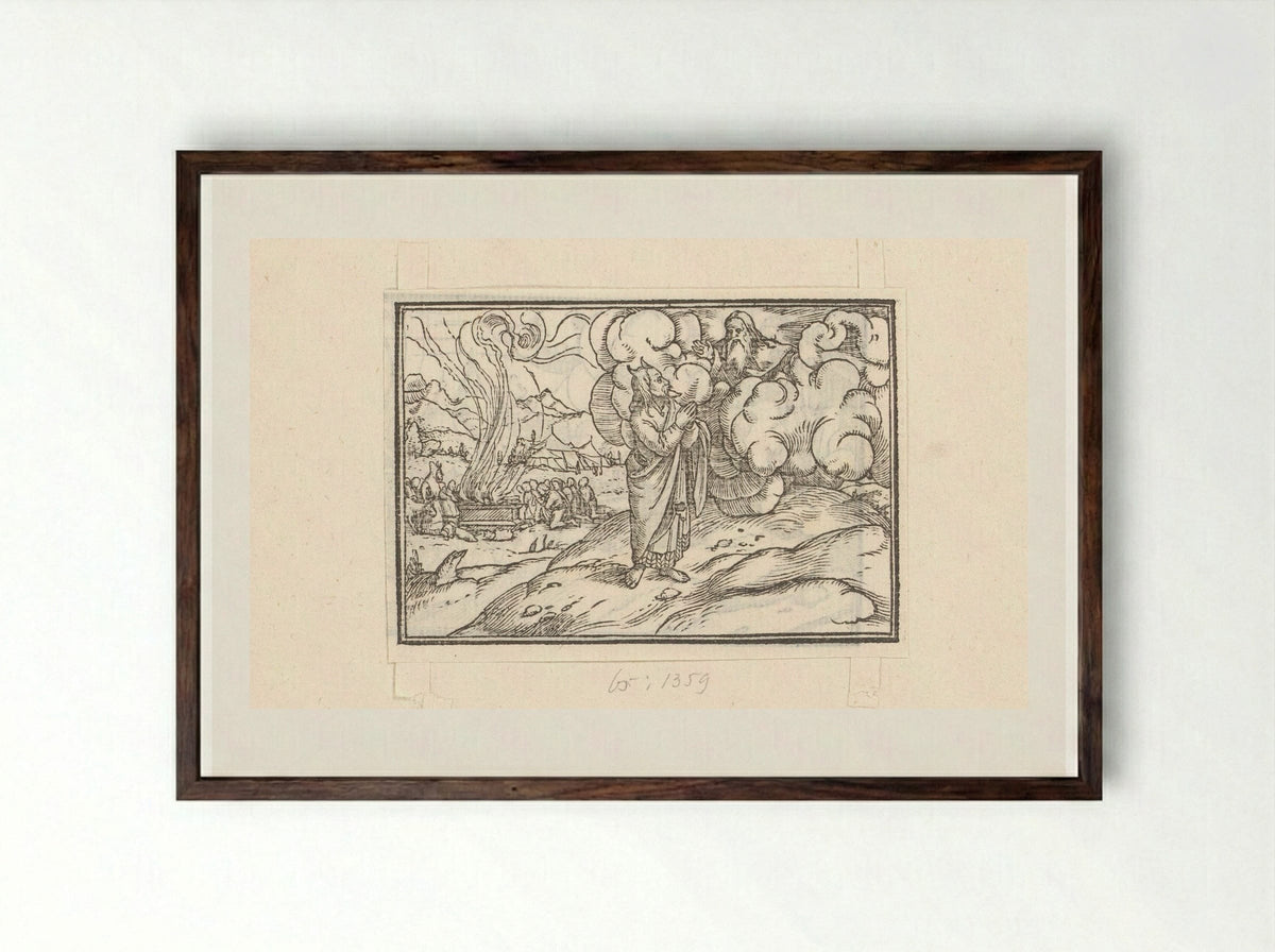 Moses Receiving Instructions on Burnt Offerings - Veit Rudolf Specklin - Framed Print Dark Wood