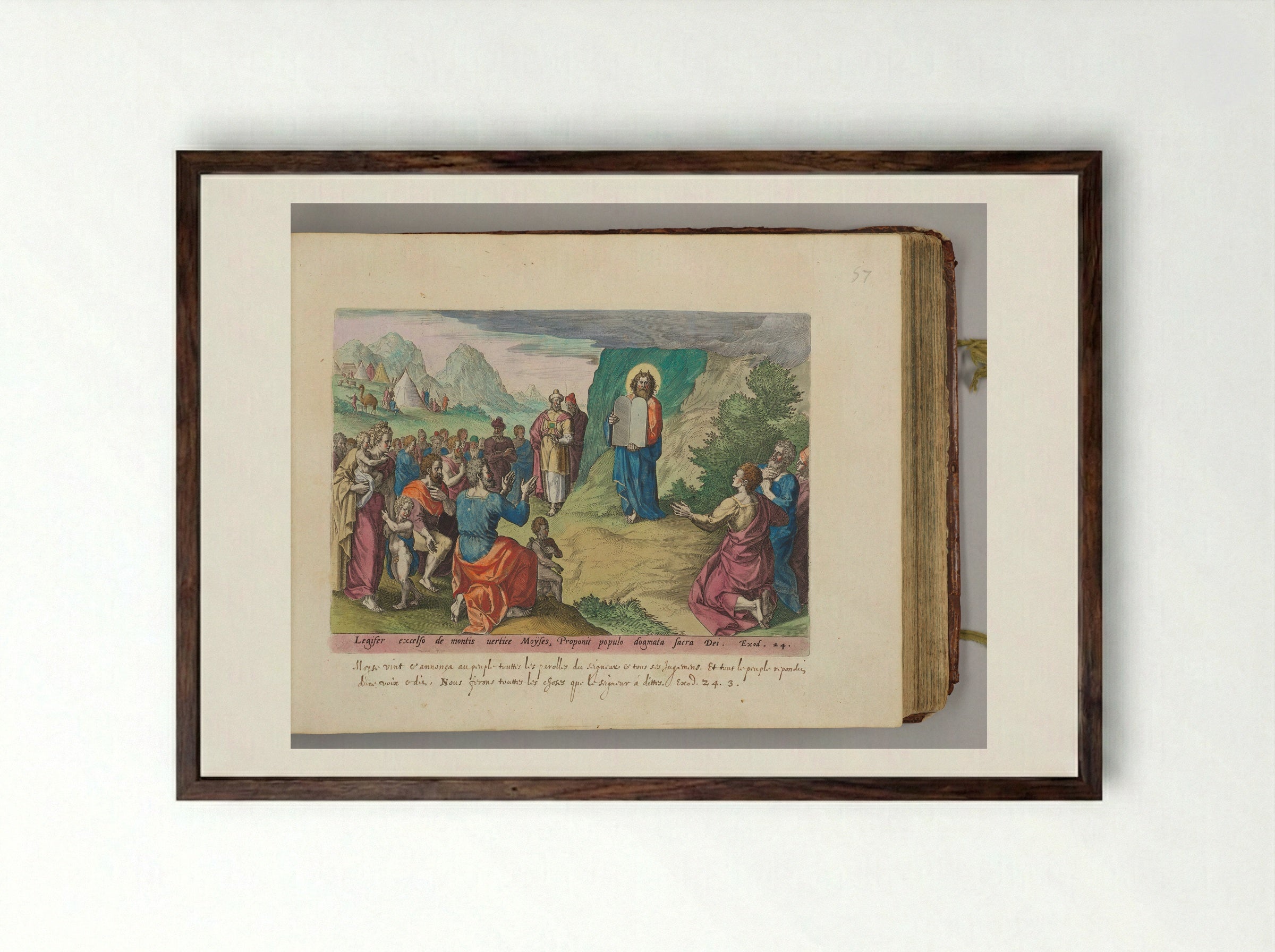 Moses Showing the Tables of the Law - Johann Sadeler I - Framed Print Dark Wood