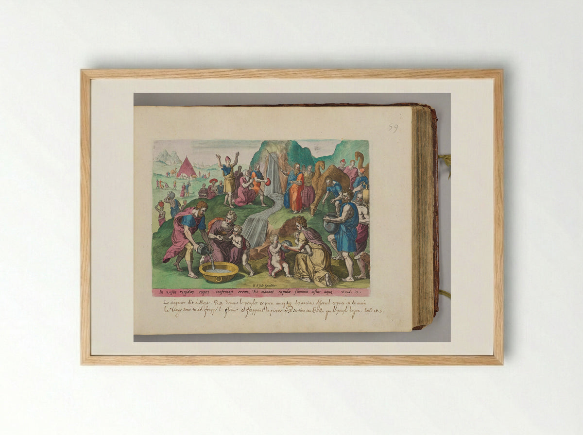Moses Striking Water from the Rock - Johann Sadeler I - Framed Print Wood