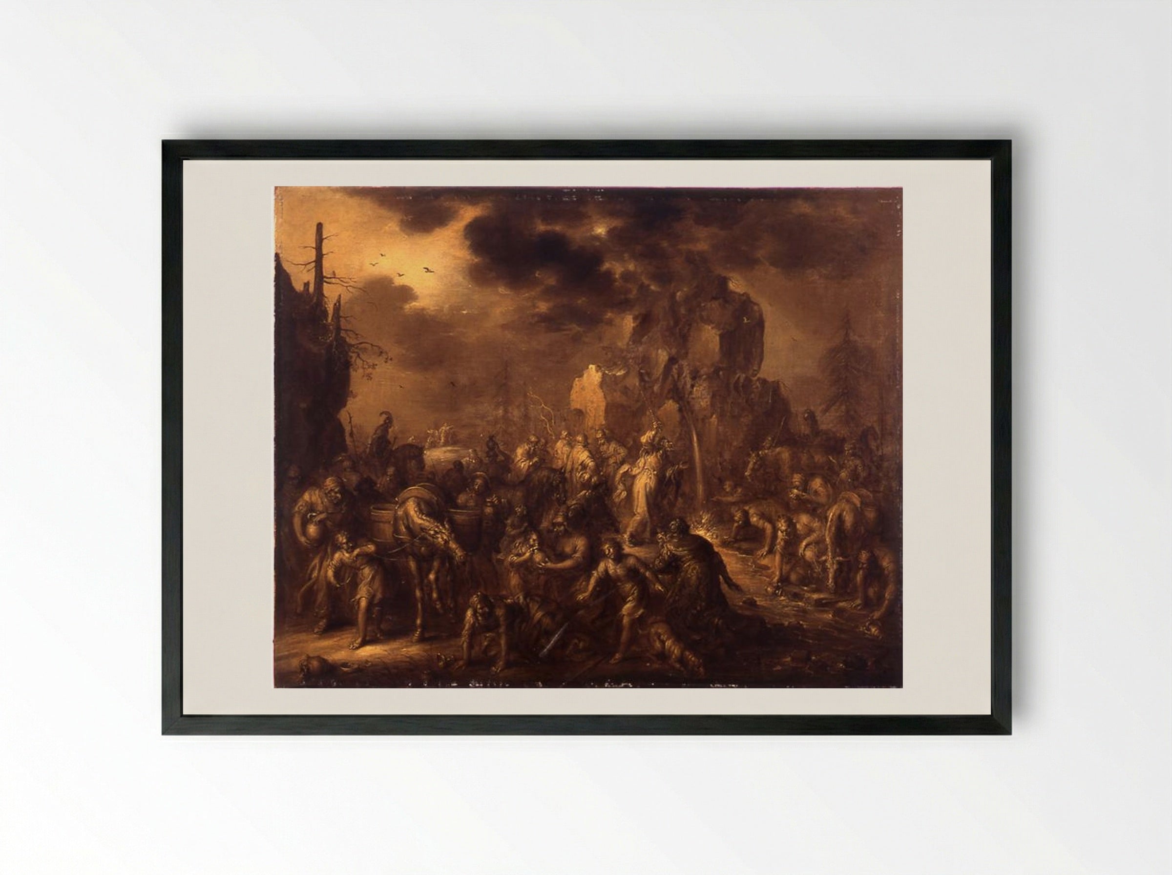 Moses Striking the Rock - Adriaen van de Venne - Framed Print Black