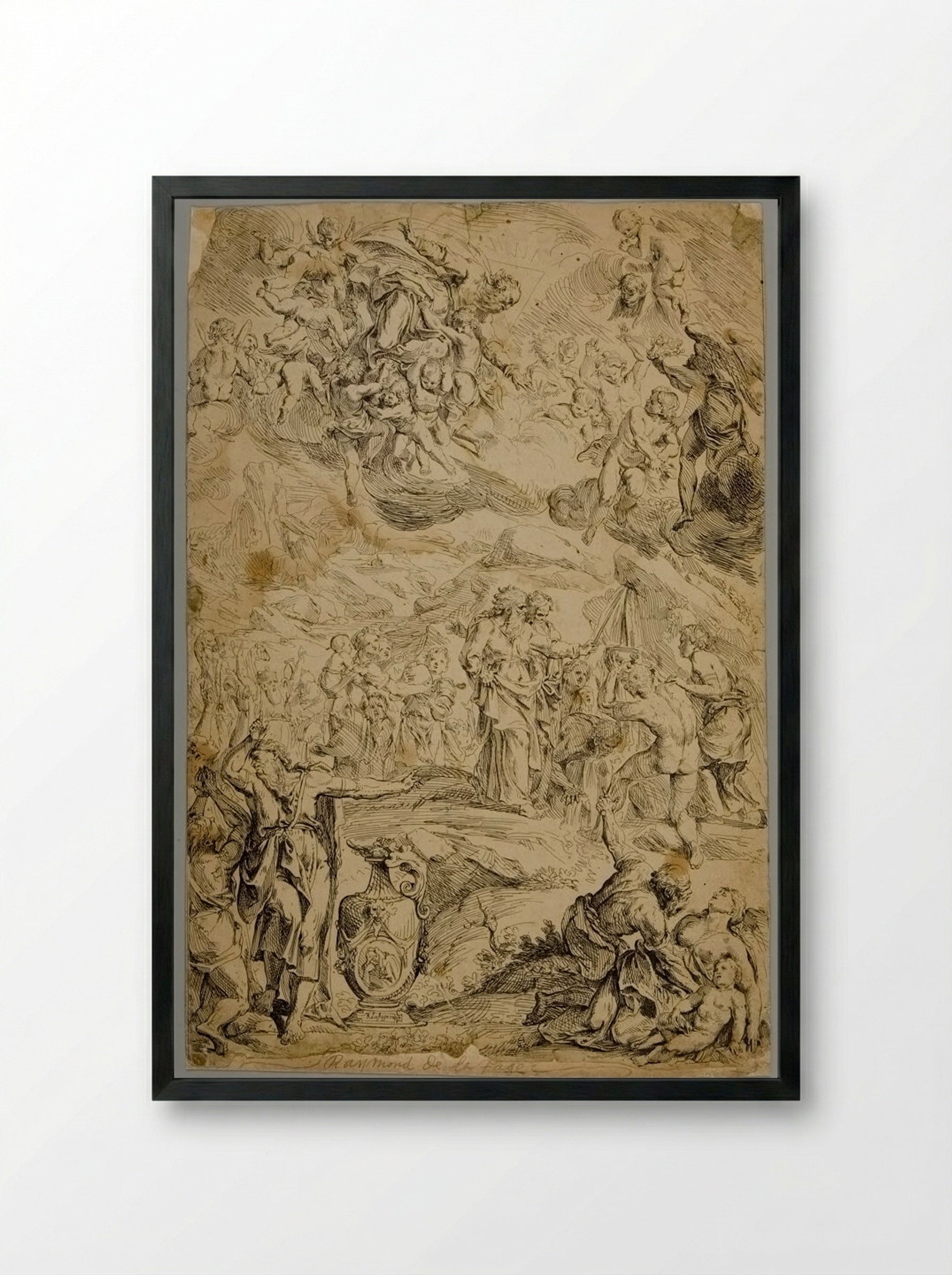 Moses Striking the Rock - Frans Ertinger - Framed Print Black