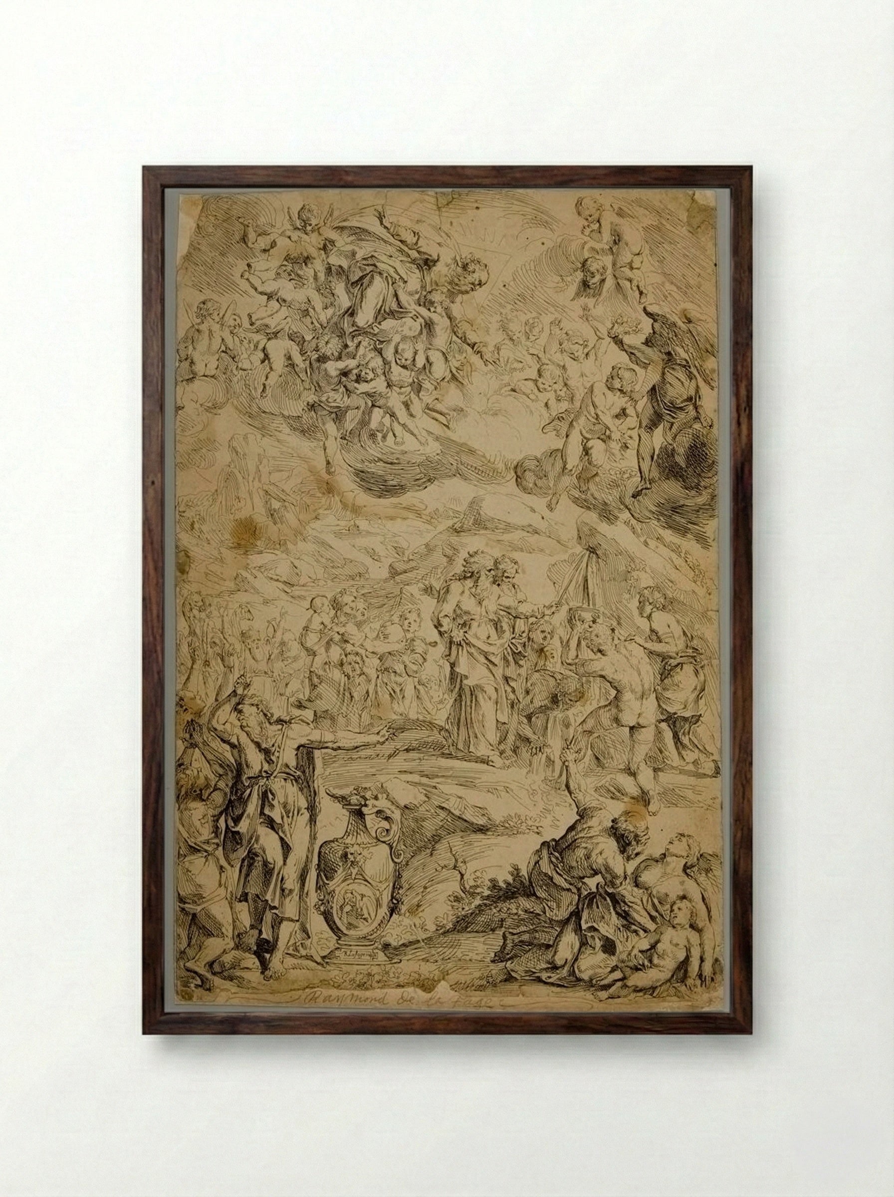 Moses Striking the Rock - Frans Ertinger - Framed Print Dark Wood