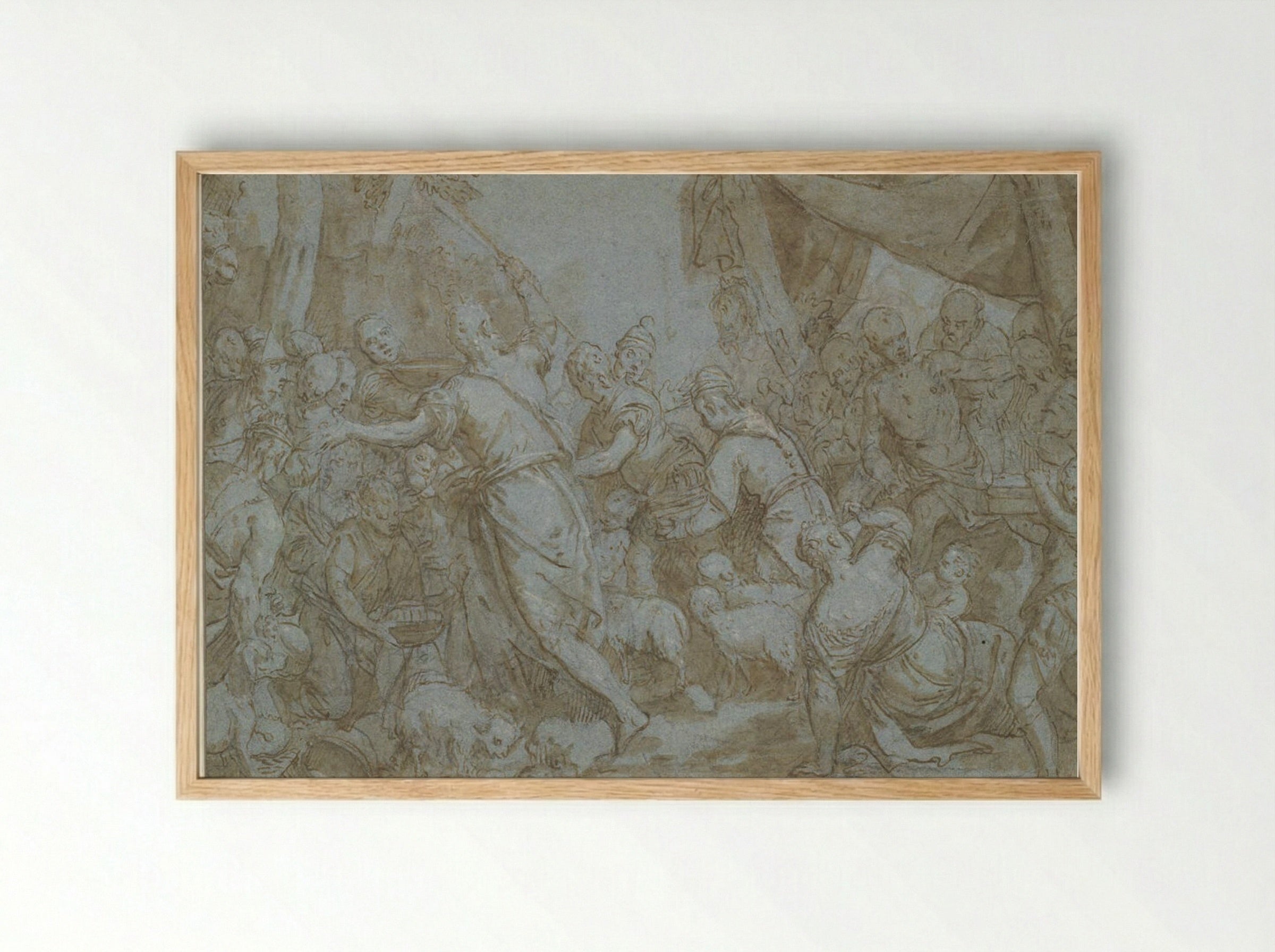 Moses Striking the Rock - Carletto Caliari - Framed Print Wood