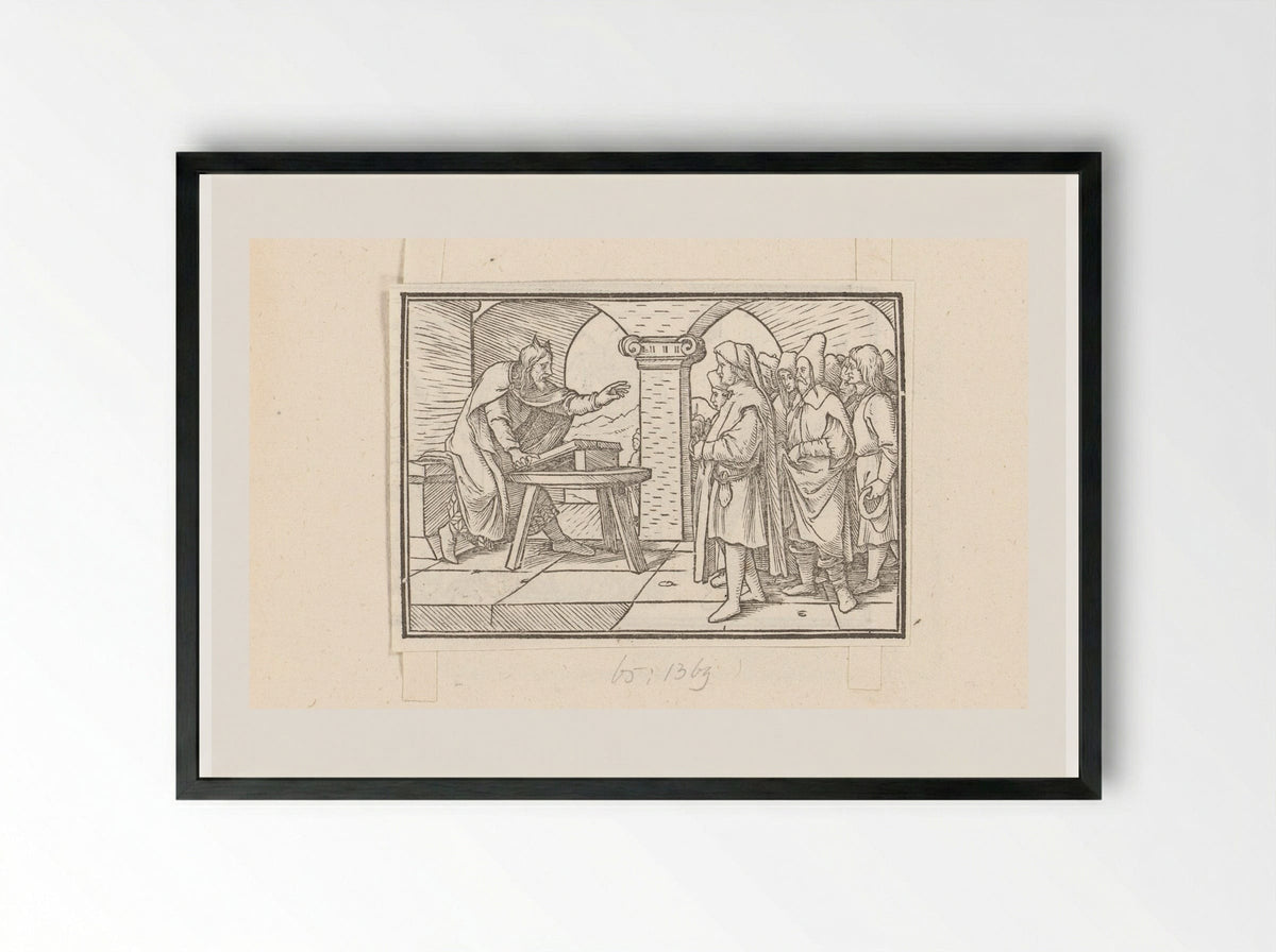 Moses Teaching the Laws to the Israelites - Veit Rudolf Specklin - Framed Print Black