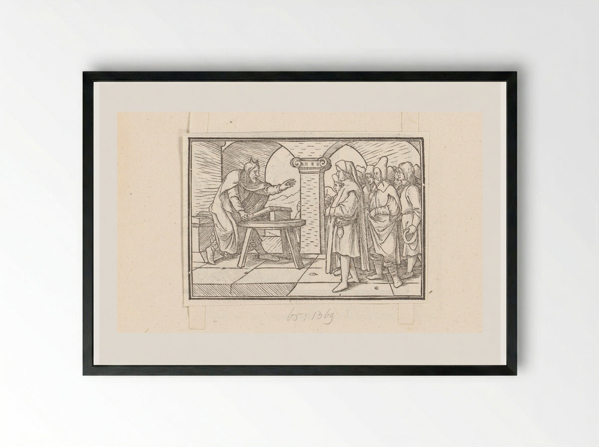 Moses Teaching the Laws to the Israelites - Veit Rudolf Specklin - Framed Print Black