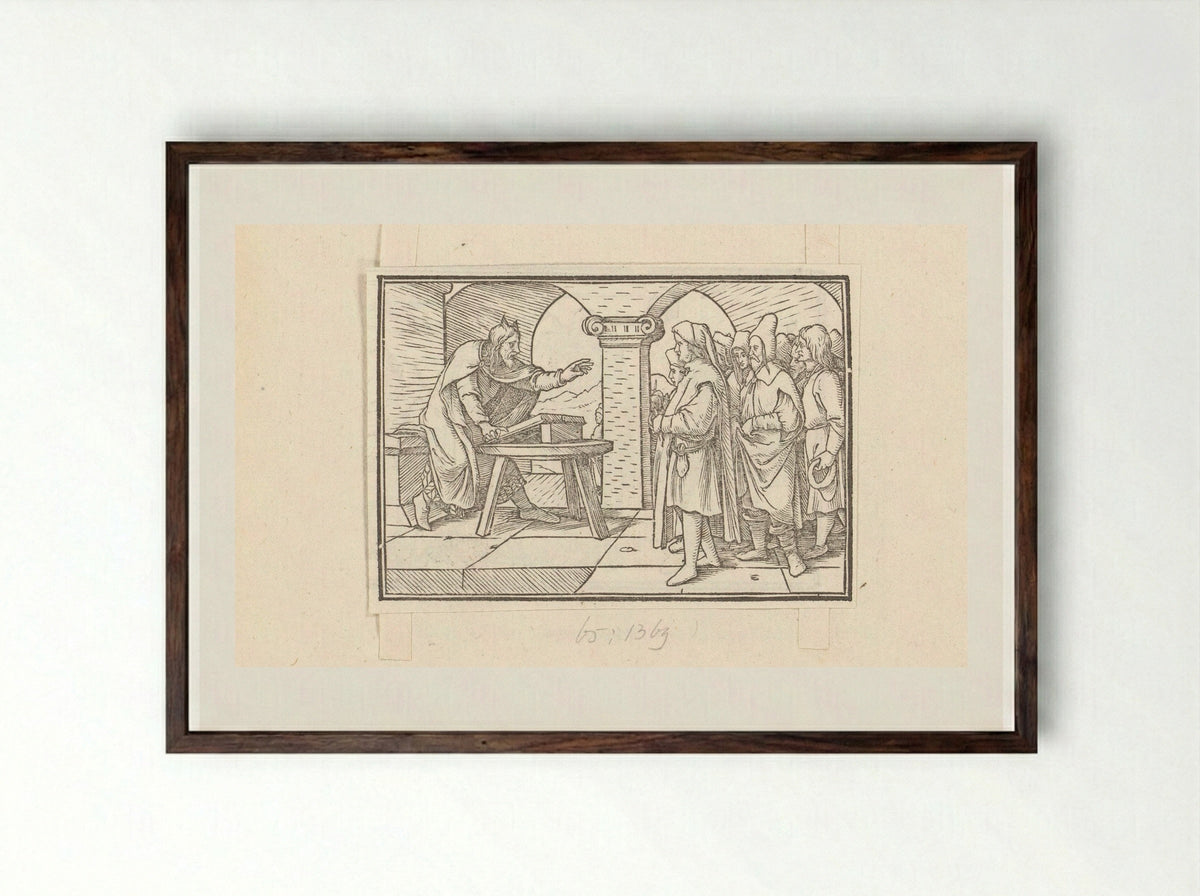 Moses Teaching the Laws to the Israelites - Veit Rudolf Specklin - Framed Print Dark Wood