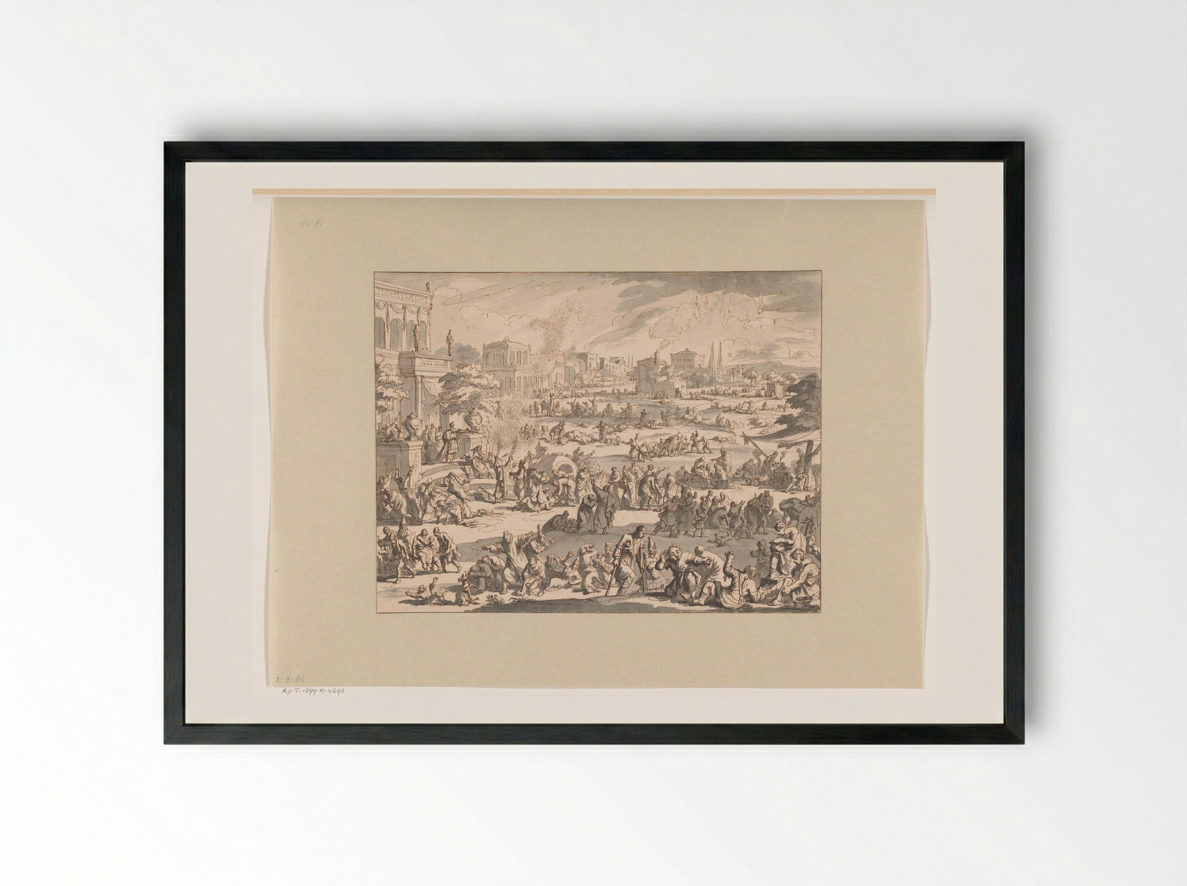 Moses and Aaron Calling Down Plagues upon the Egyptians - Jan Luyken - Framed Print Black