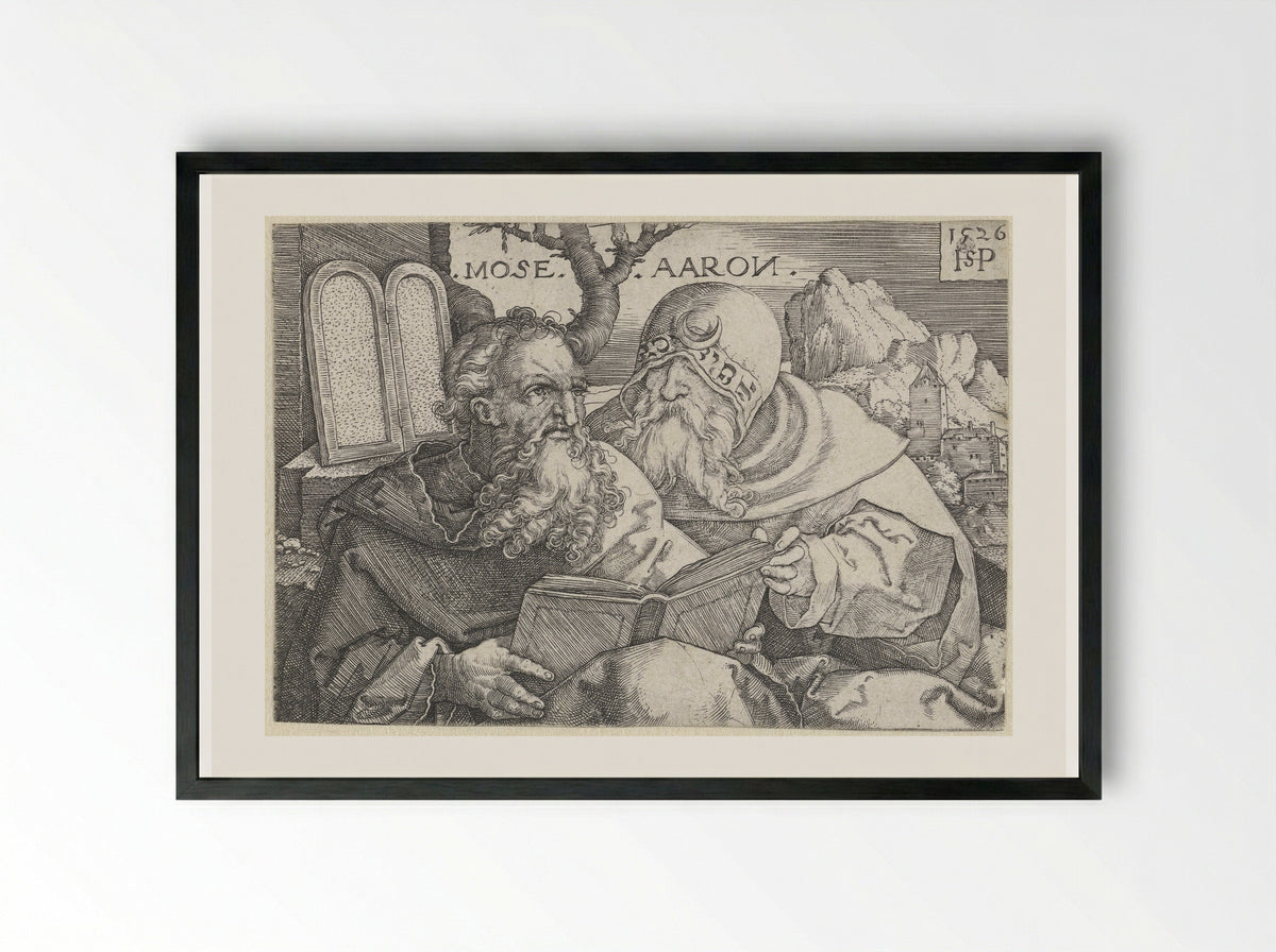 Moses and Aaron - Hans Sebald Beham - Framed Print Black