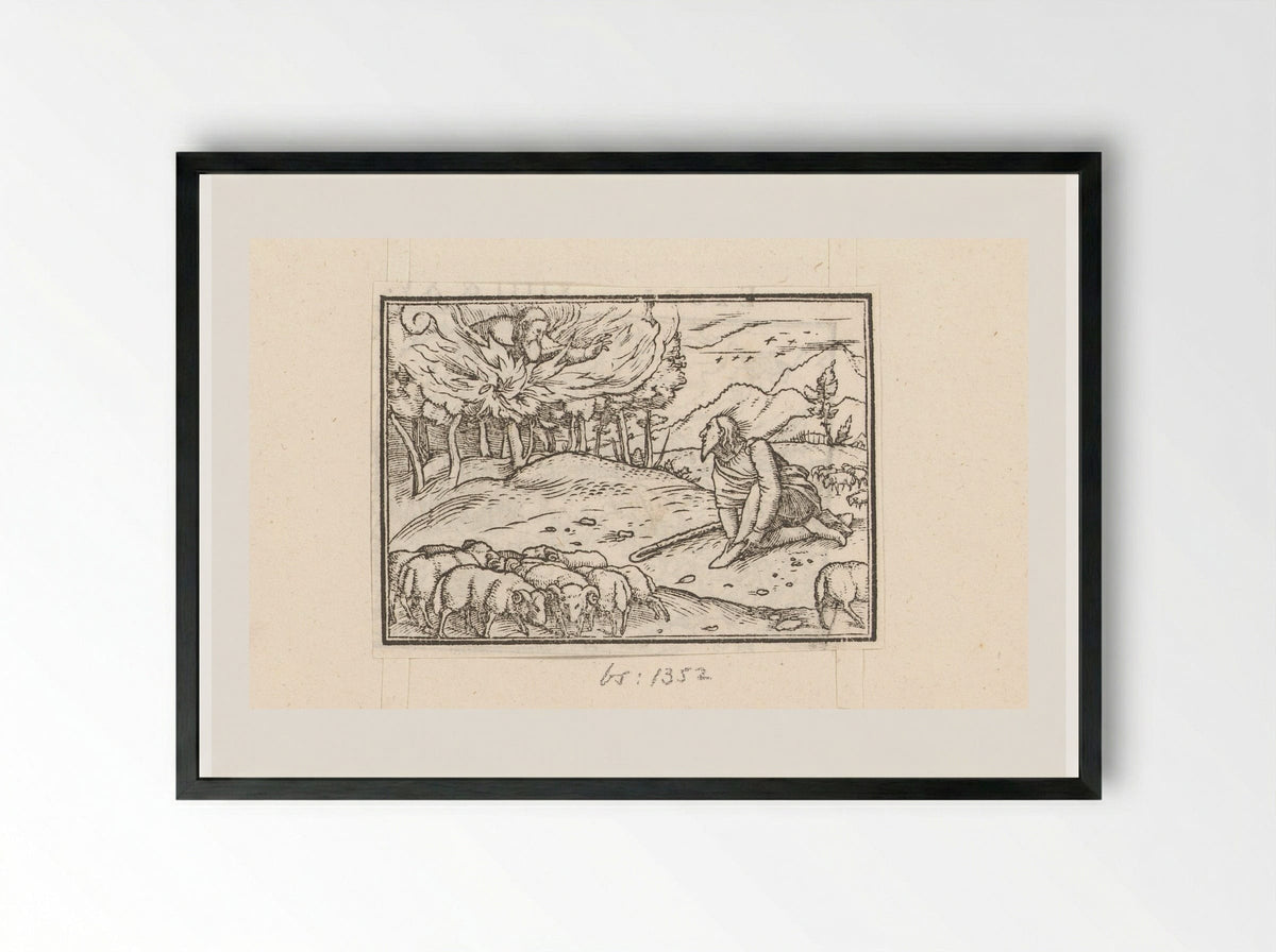 Moses and the Burning Bush - Veit Rudolf Specklin - Framed Print Black