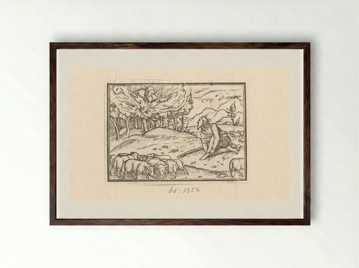 Moses and the Burning Bush - Veit Rudolf Specklin - Framed Print Dark Wood
