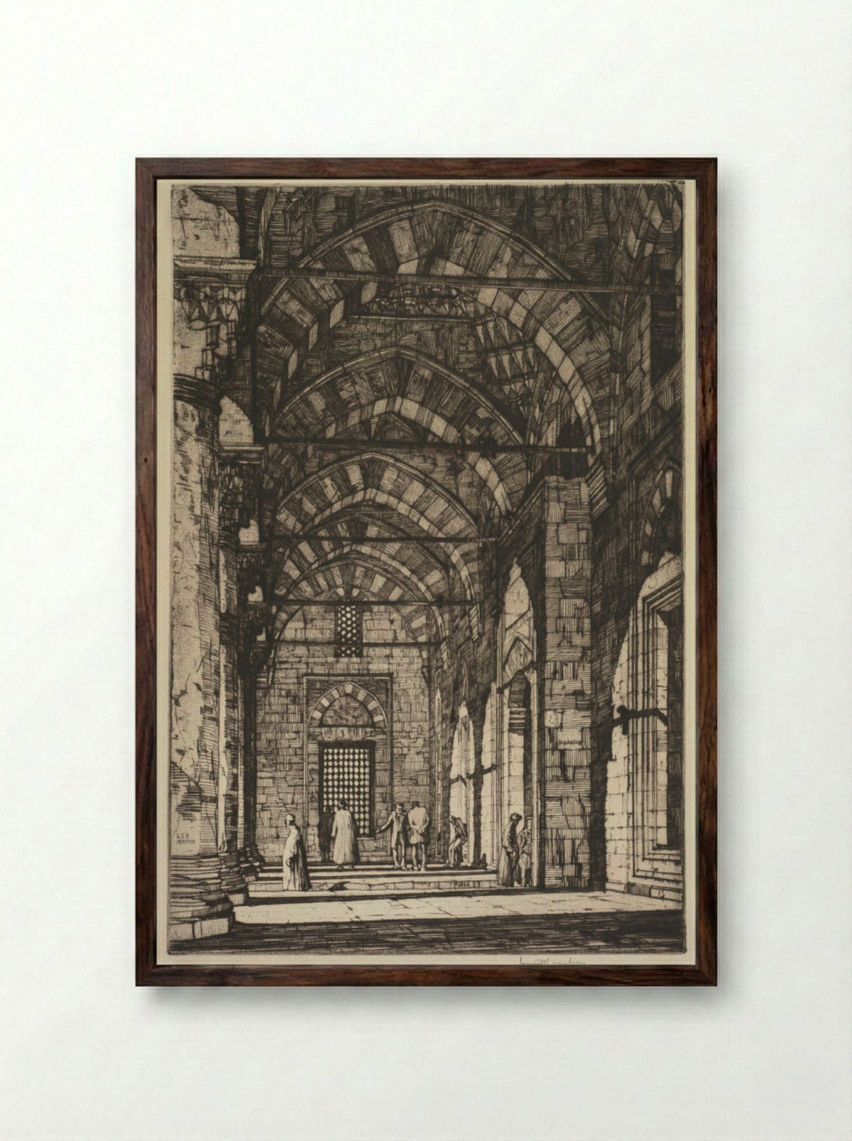 Mosque of Sultan Bayazid, Constantinople - Louis Conrad Rosenberg - Framed Print Dark Wood