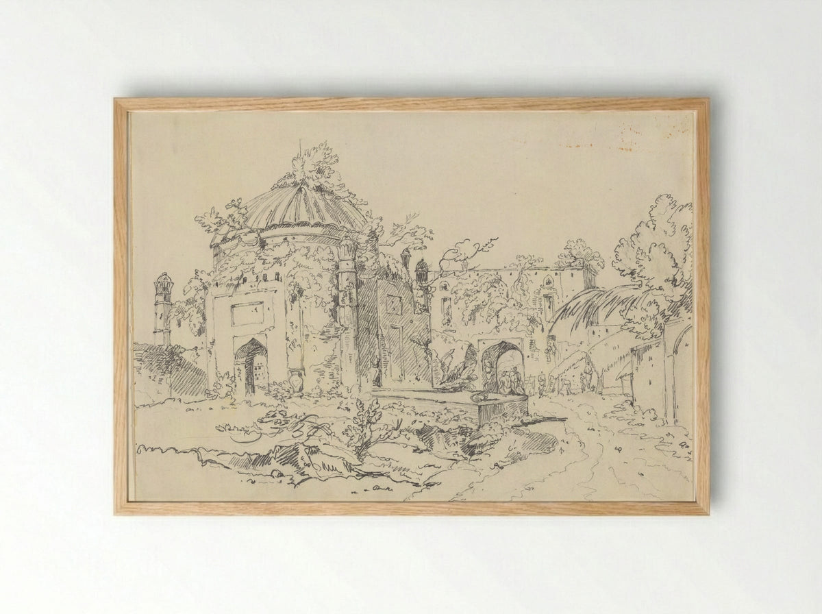 Mosque of Syaf Khan, Dacca - George Chinnery - Framed Print Wood