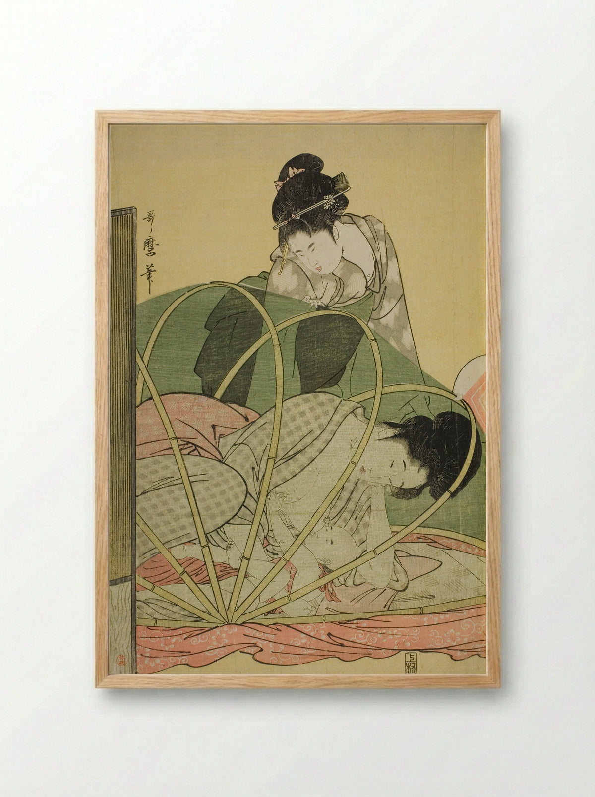 Mosquito Net for a Baby - Kitagawa Utamaro - Framed Print Wood