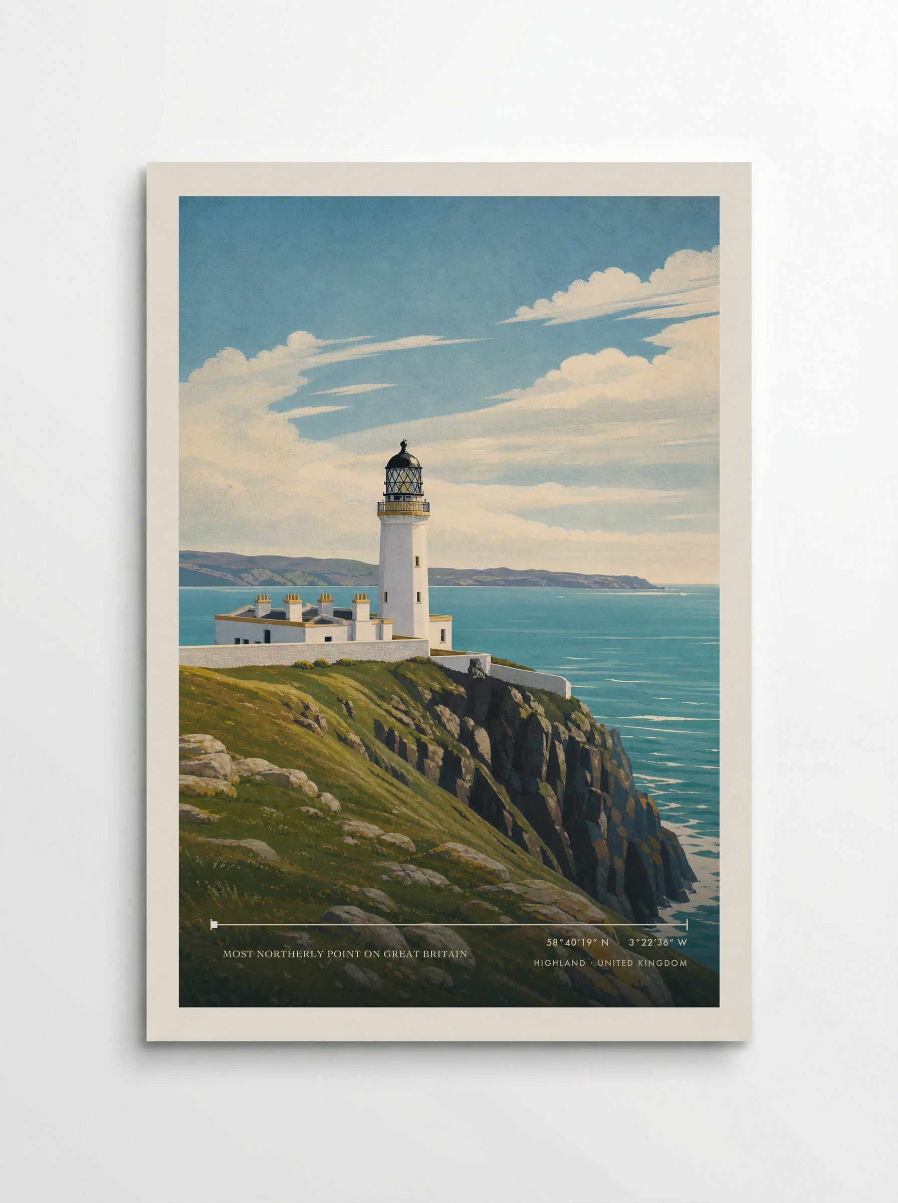 Most Northerly Point on Great Britain Highland United Kingdom Travel Poster - Poster