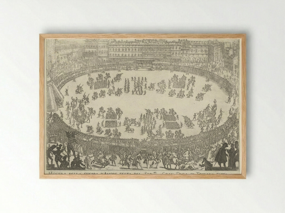 Mostra della Guerra d'Amore - Jacques Callot - Framed Print Wood