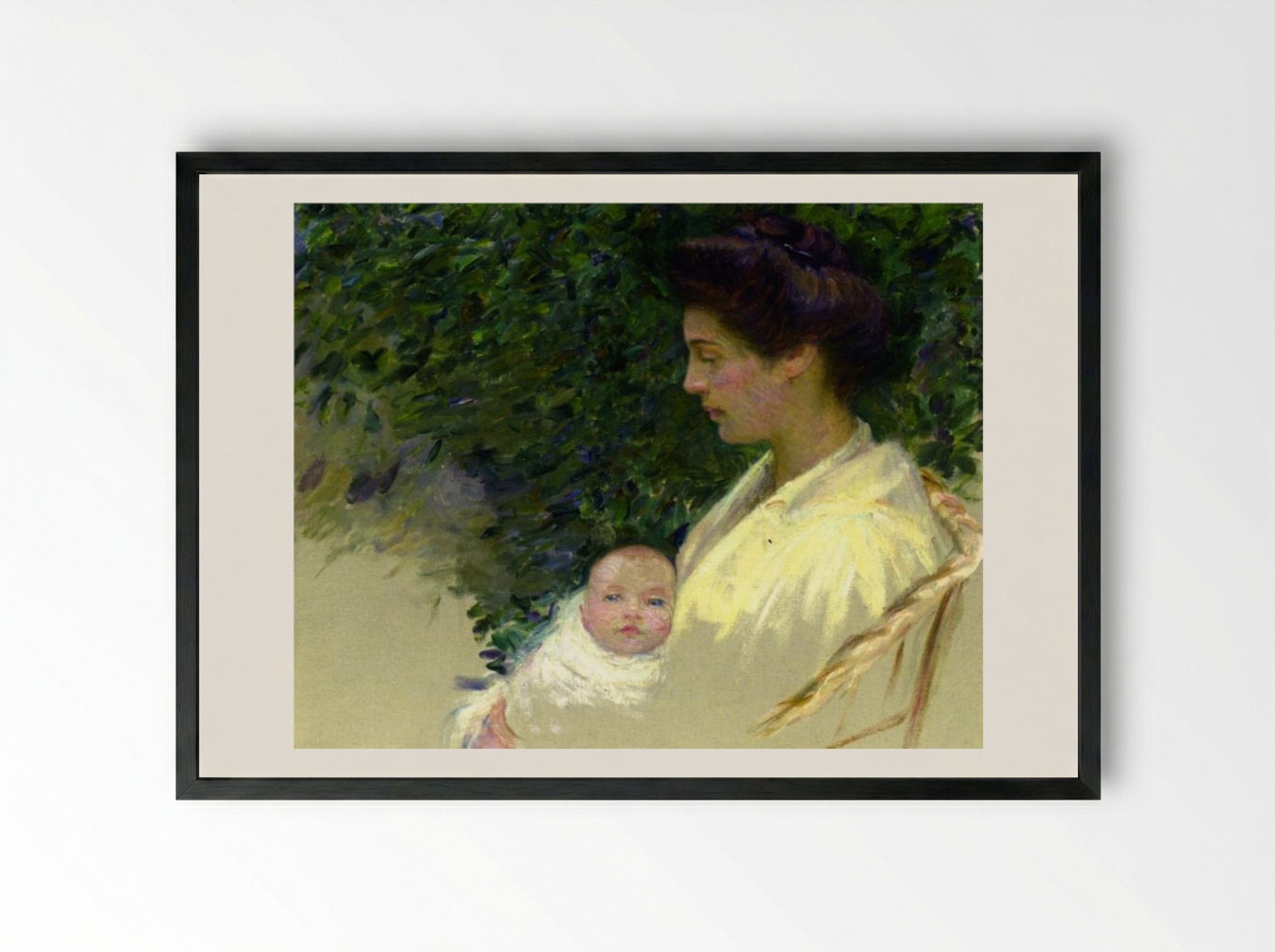 Mother and Baby (Alice Grew and Anita) - Lilla Cabot Perry - Framed Print Black