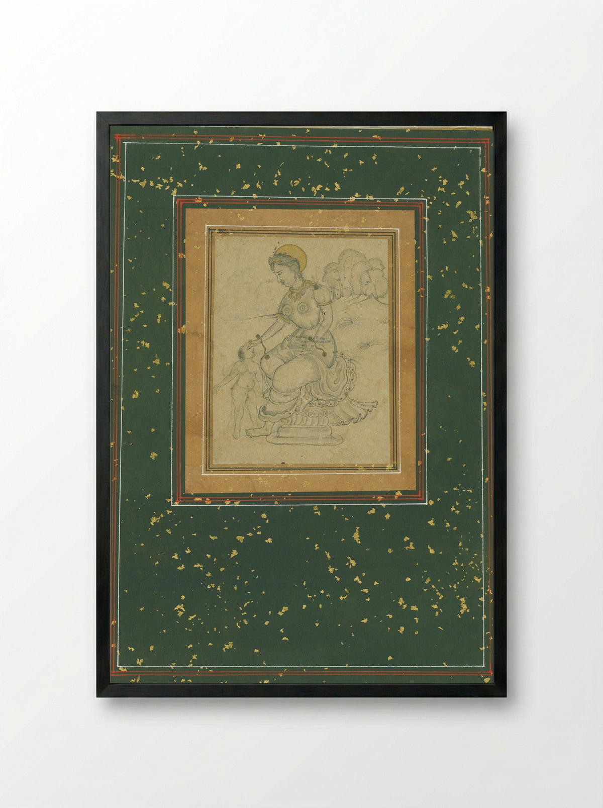 Mother and Child - Mughal School - Framed Print Black