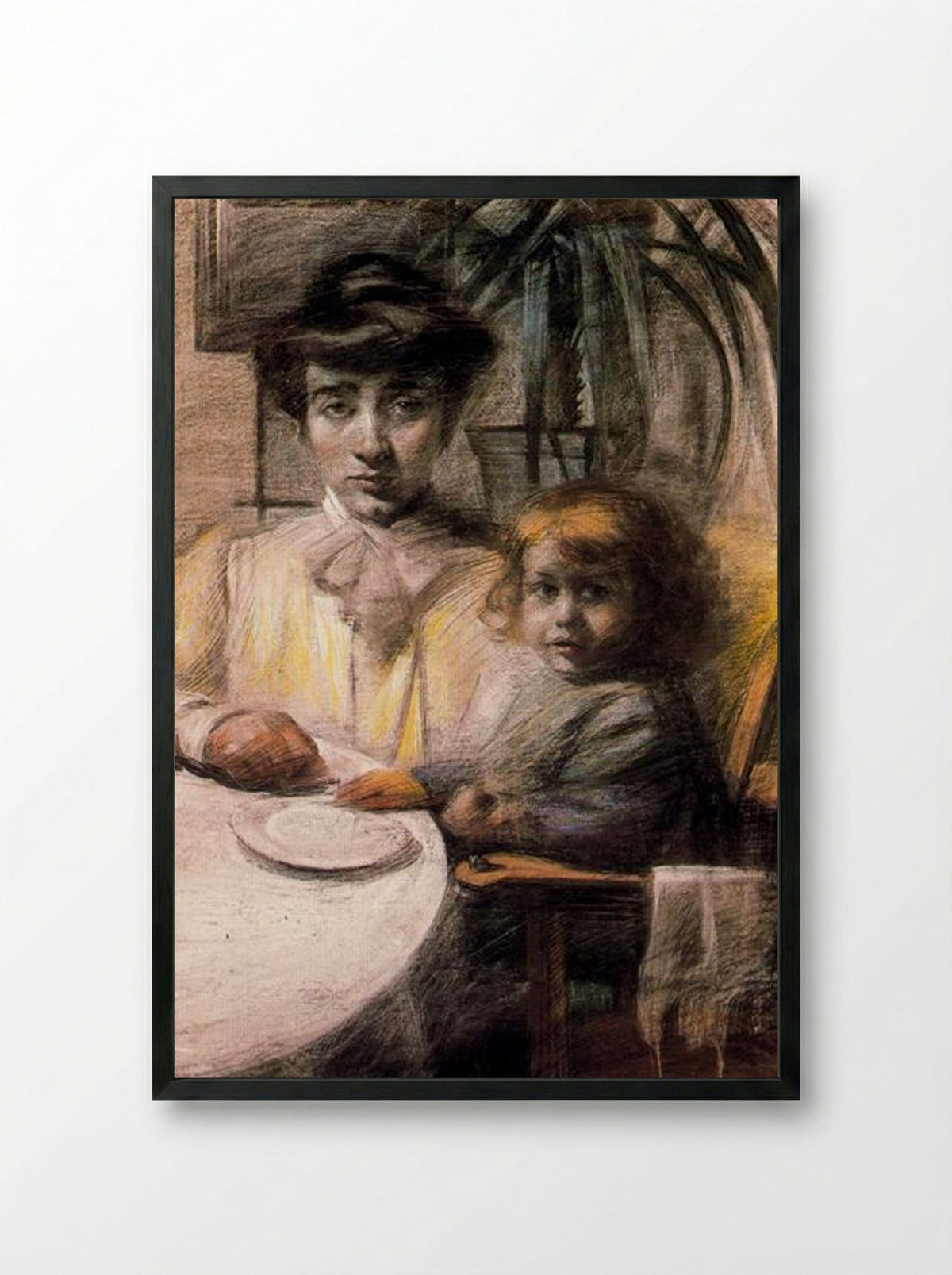 Mother and Child - Umberto Boccioni - Framed Print Black