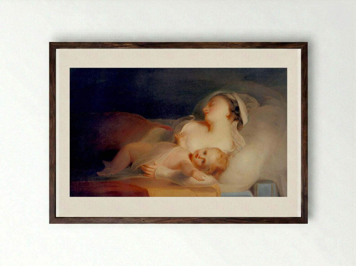 Mother and Child - Thomas Sully - Framed Print Dark Wood