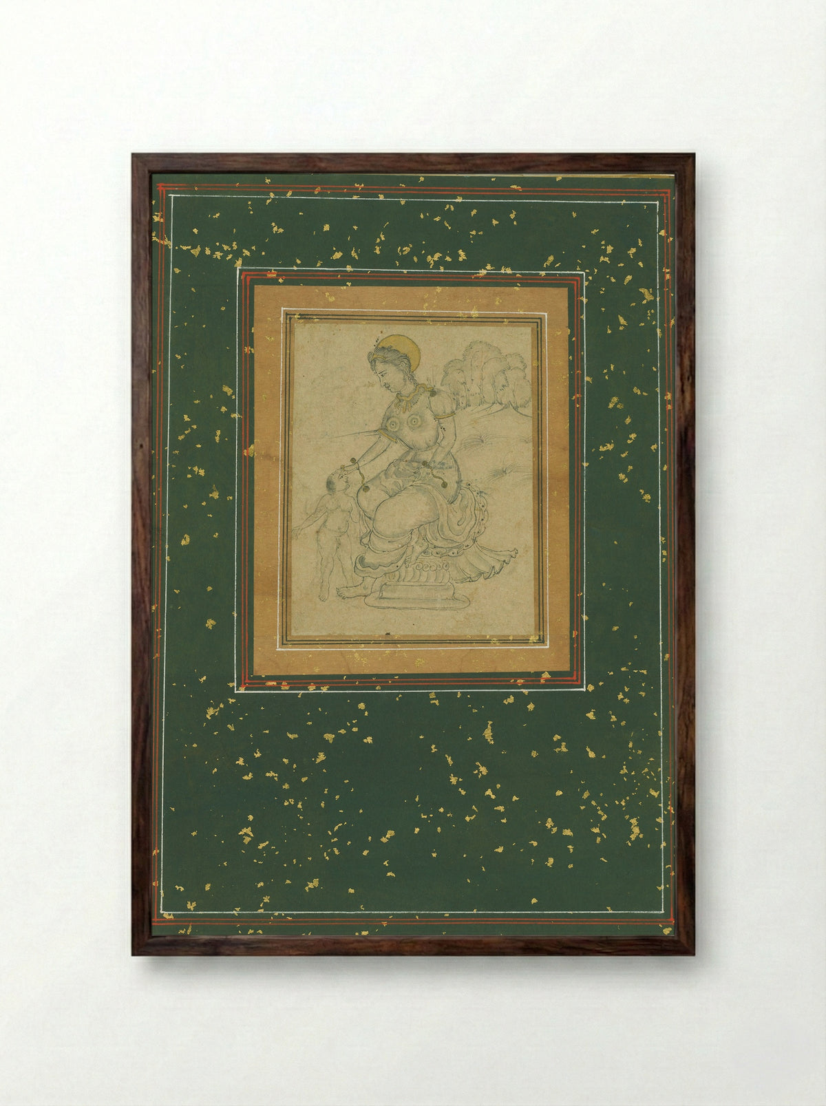 Mother and Child - Mughal School - Framed Print Dark Wood