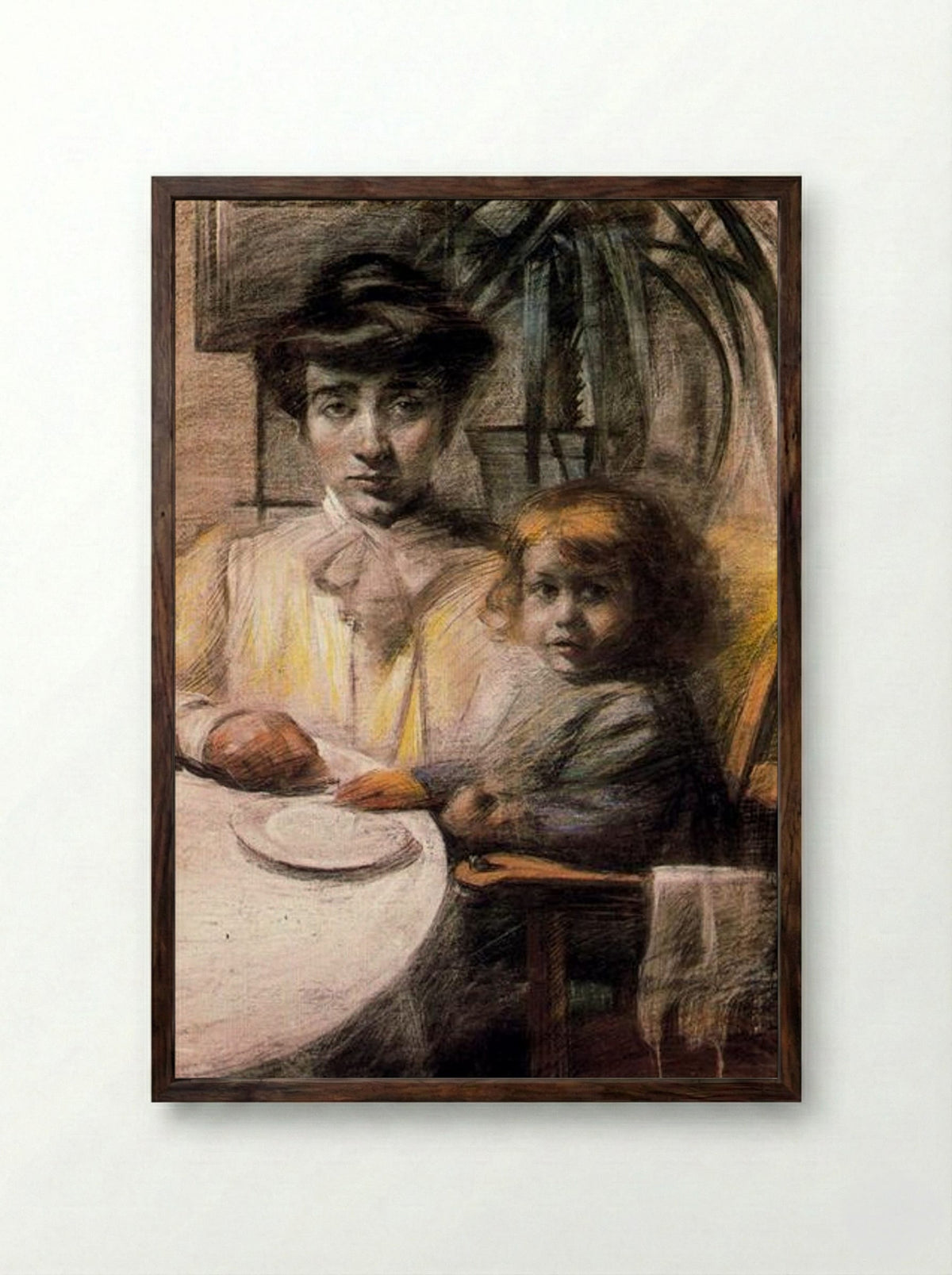 Mother and Child - Umberto Boccioni - Framed Print Dark Wood
