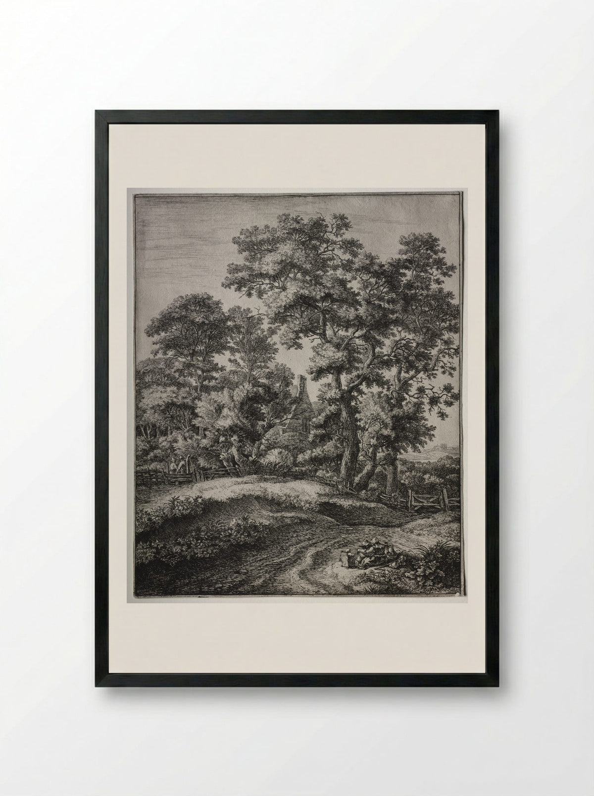 Mother and Three Children Resting - Anthonie Waterloo - Framed Print Black