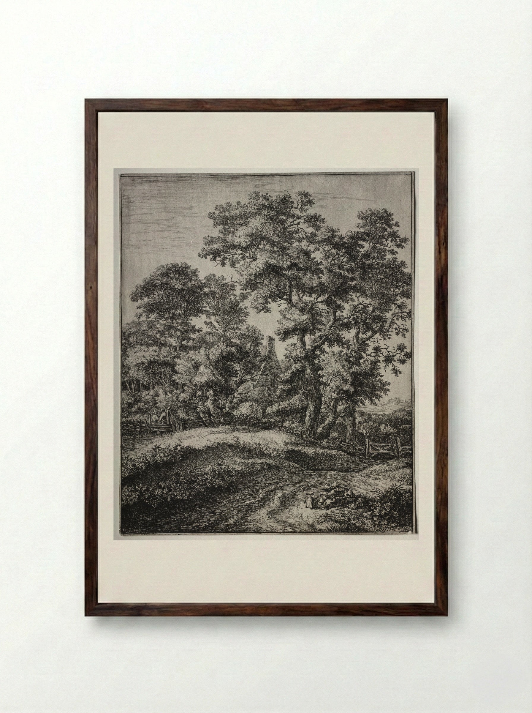 Mother and Three Children Resting - Anthonie Waterloo - Framed Print Dark Wood