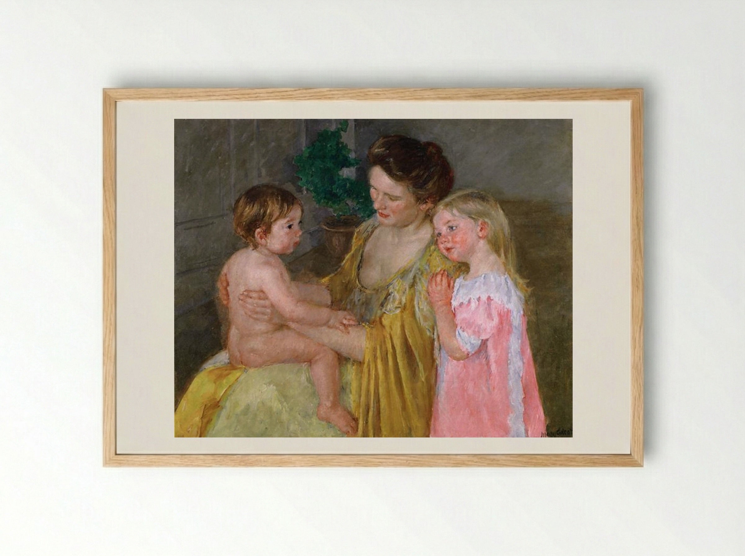 Mother and Two Children - Mary Cassatt - Framed Print Wood
