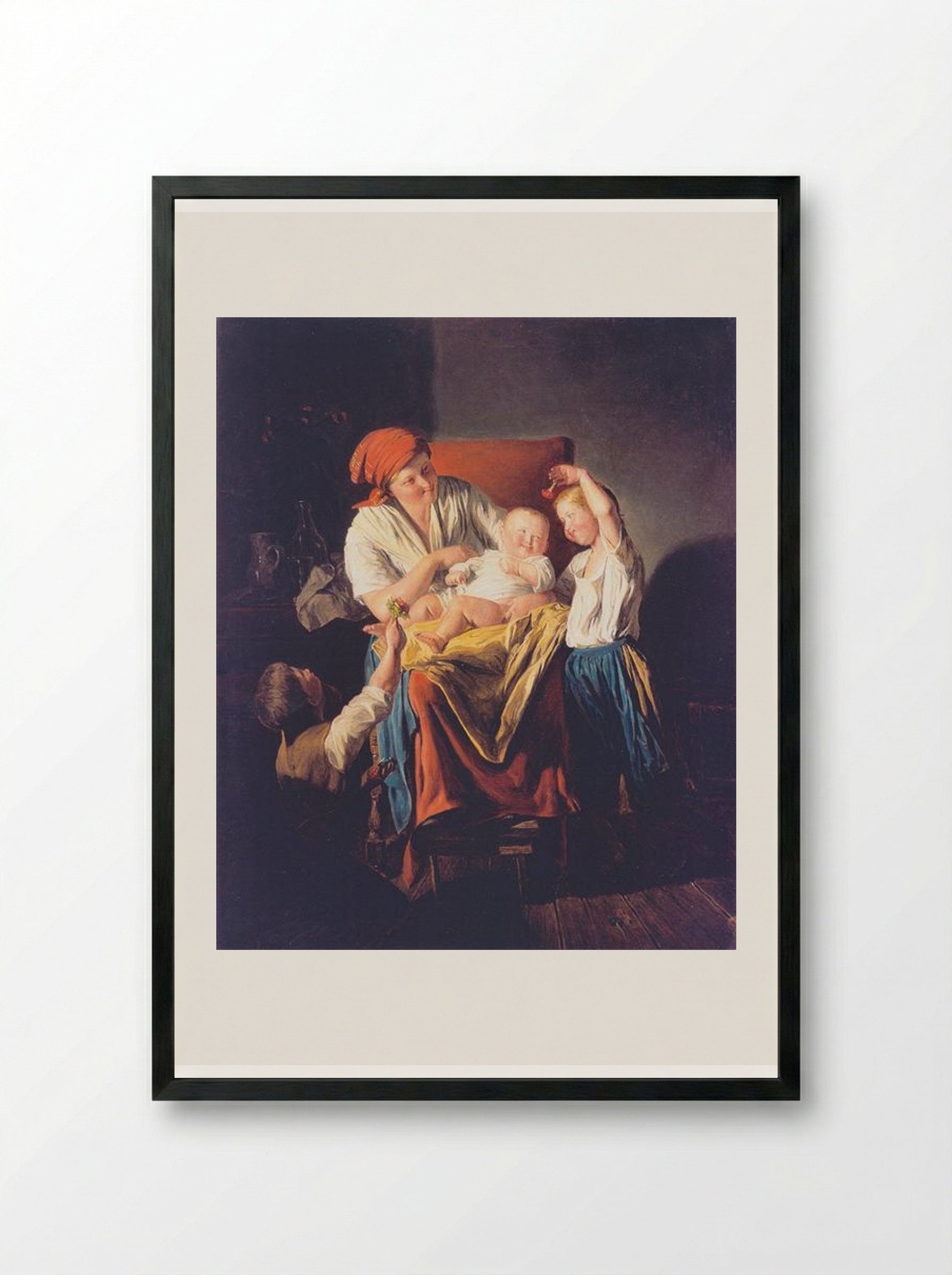Mother's Joy - Ferdinand Georg Waldmüller - Framed Print Black