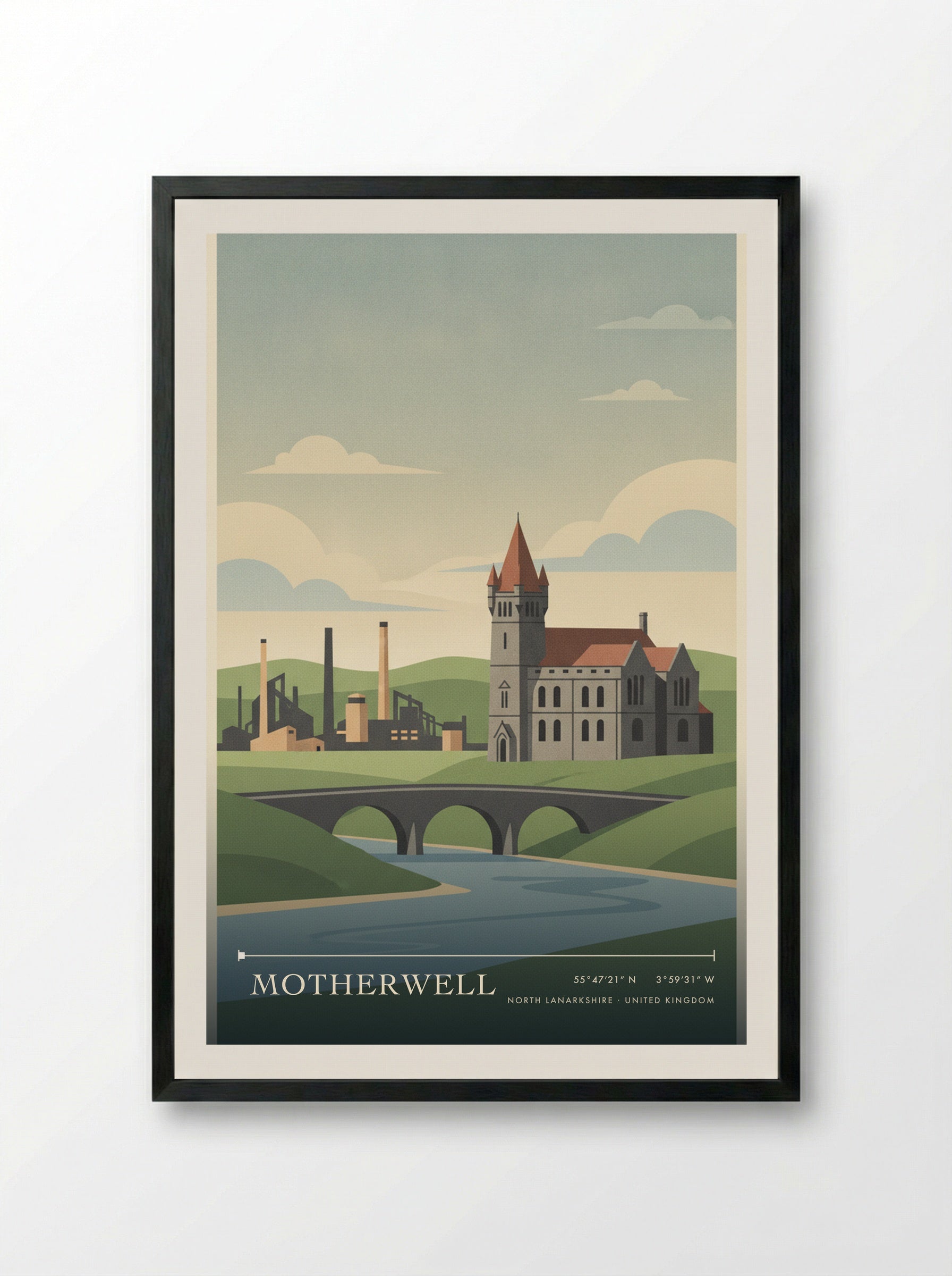Motherwell North Lanarkshire United Kingdom Travel Poster - Framed Print Black