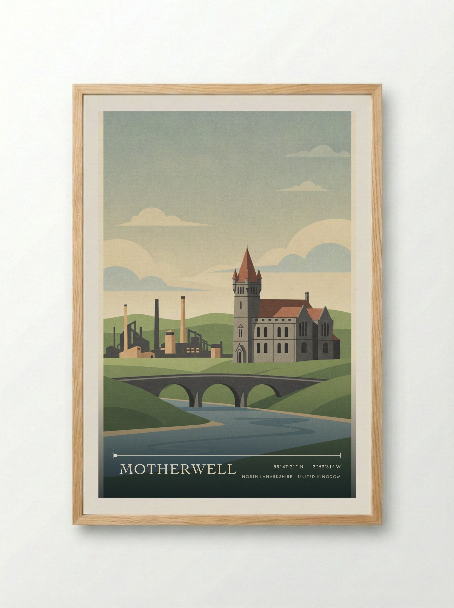 Motherwell North Lanarkshire United Kingdom Travel Poster - Framed Print Wood