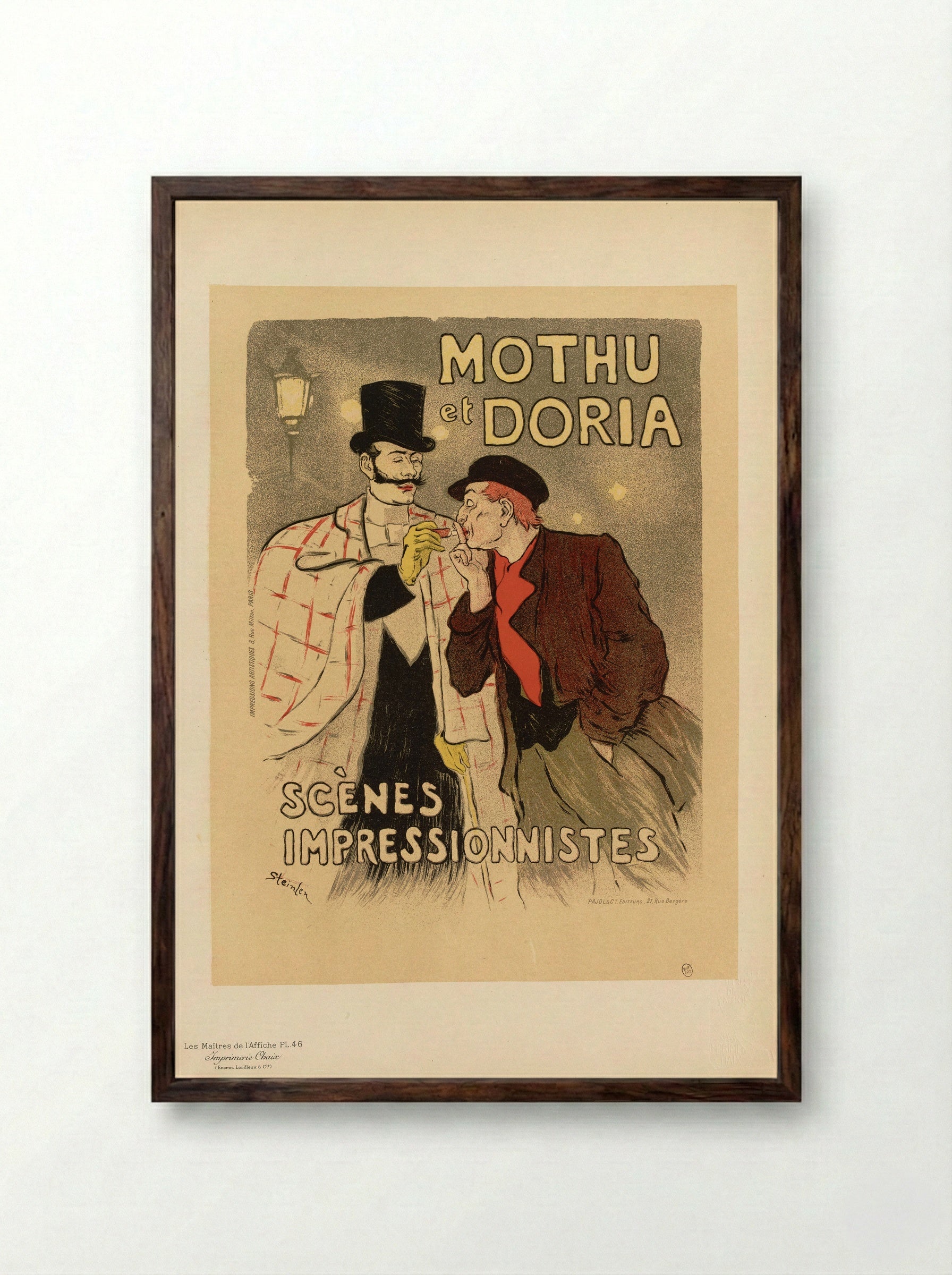 Mothu et Doria, Scènes Impressionnistes - Théophile Steinlen - Framed Print Dark Wood