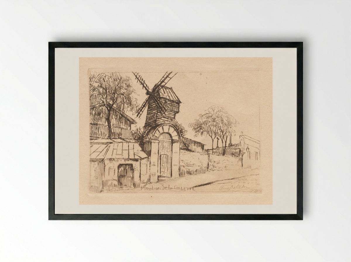 Moulin de la Galette - Eugène Delâtre - Framed Print Black