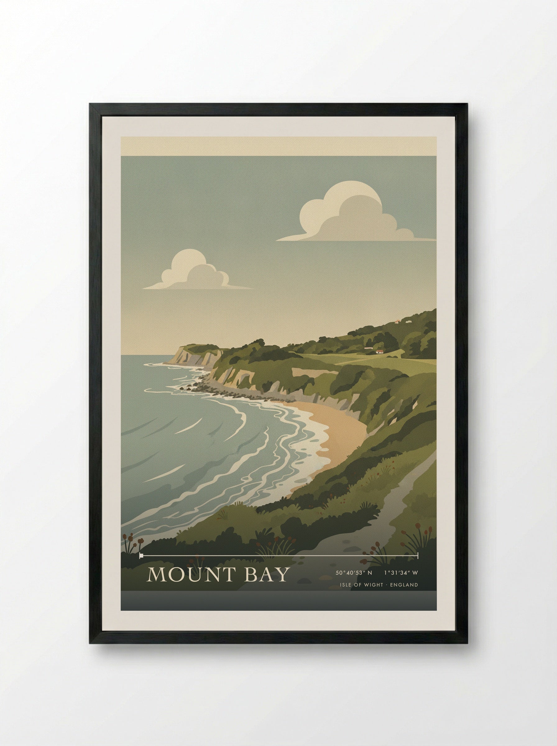 Mount Bay Isle of Wight England Travel Poster - Framed Print Black