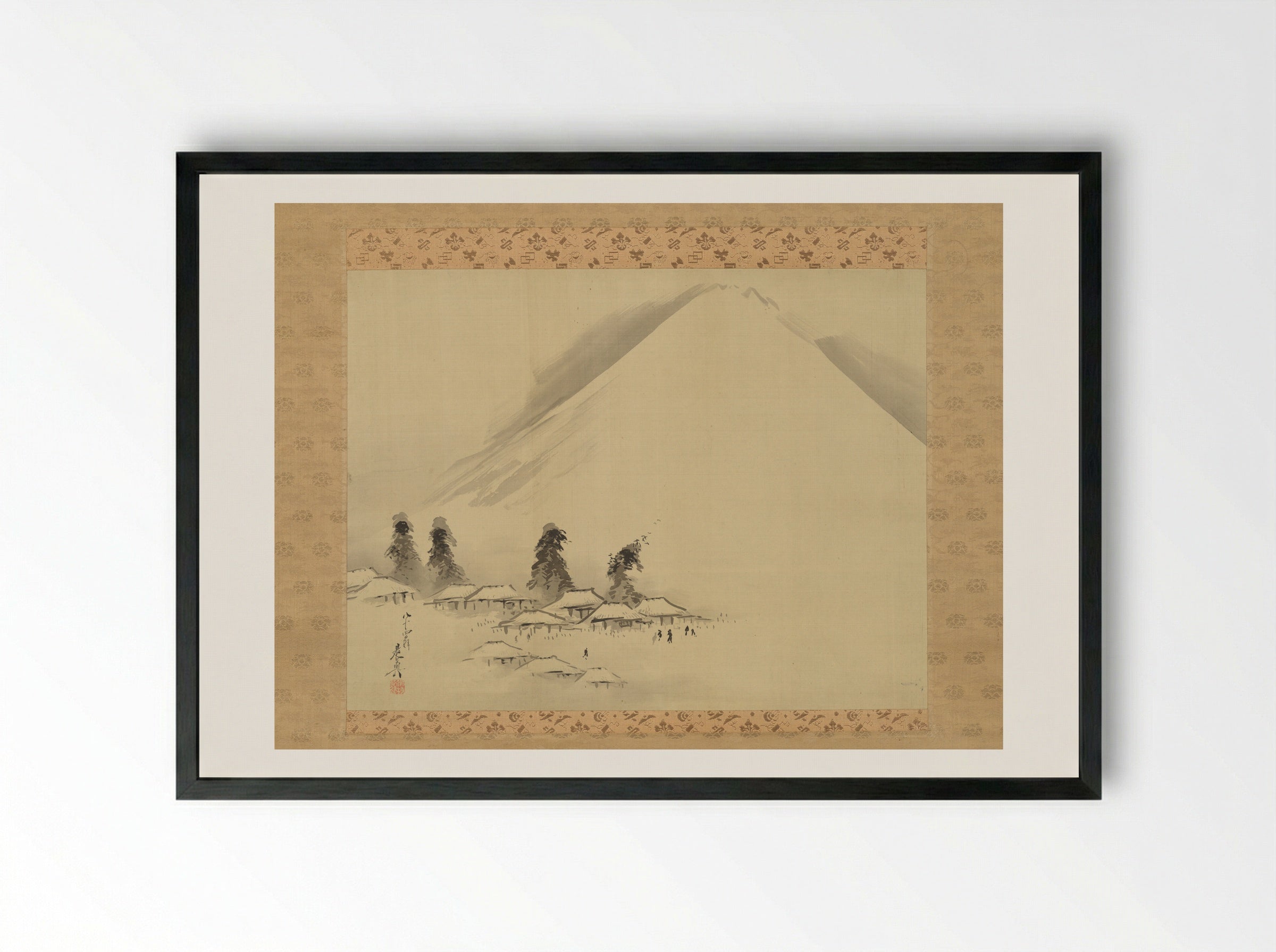 Mount Fuji in Winter - Shibata Zeshin - Framed Print Black