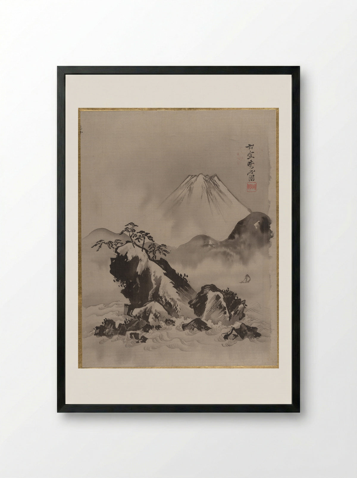 Mount Fuji - Kawanabe Kyōsai - Framed Print Black