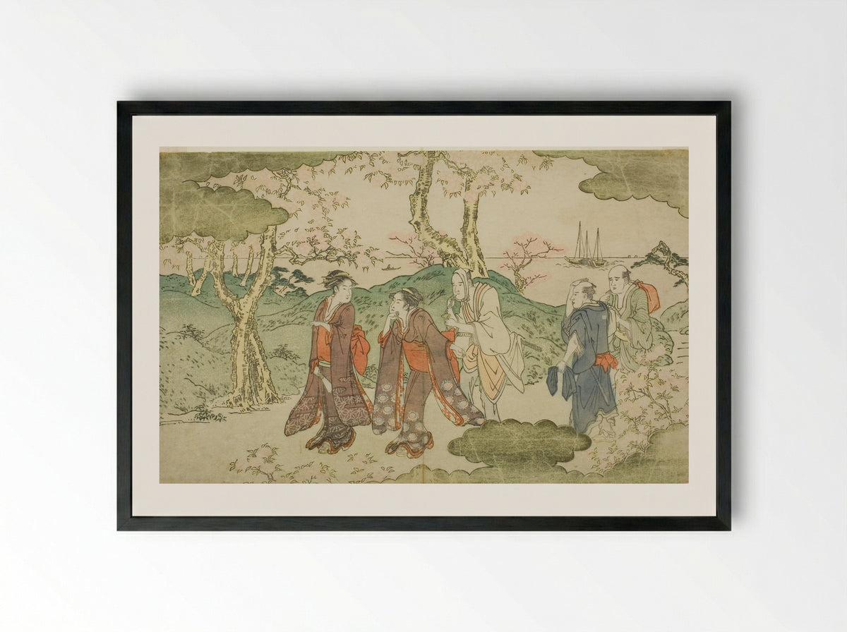 Mount Goten, from the illustrated book Statue of Fugen (Fugen-zo) - Kitagawa Utamaro - Framed Print Black