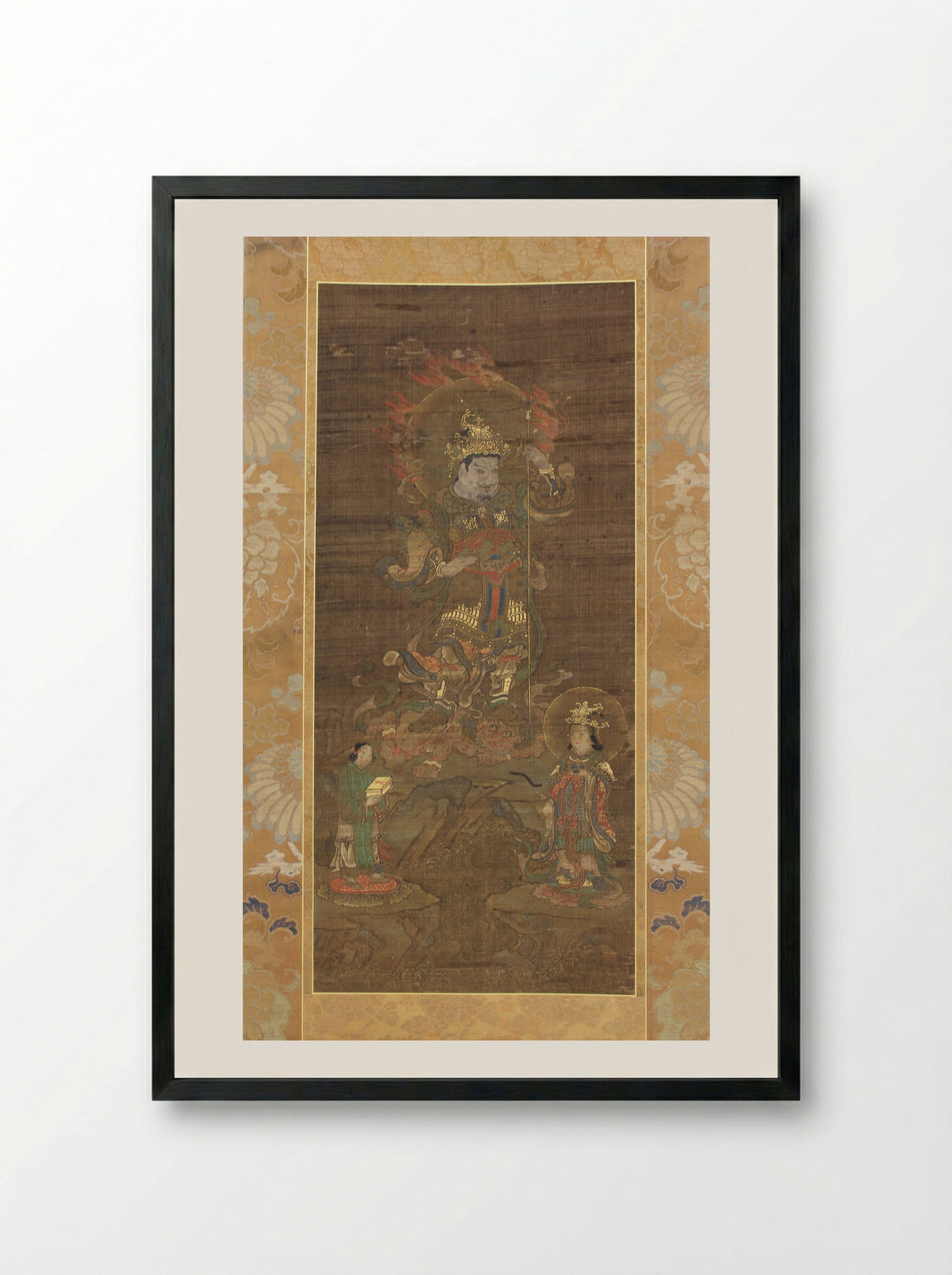 Mount Kurama Mandala: Bishamonten Triad - Fine Art Print - Framed Print Black