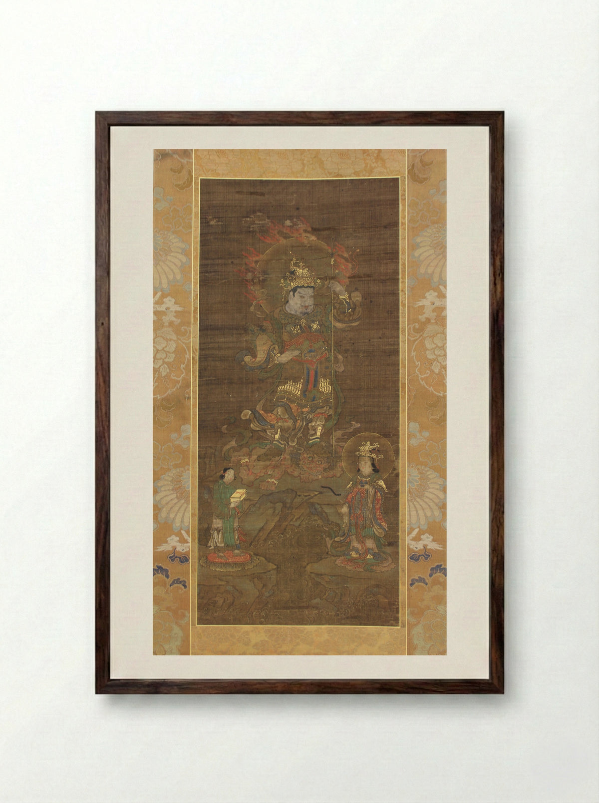 Mount Kurama Mandala: Bishamonten Triad - Fine Art Print - Framed Print Dark Wood