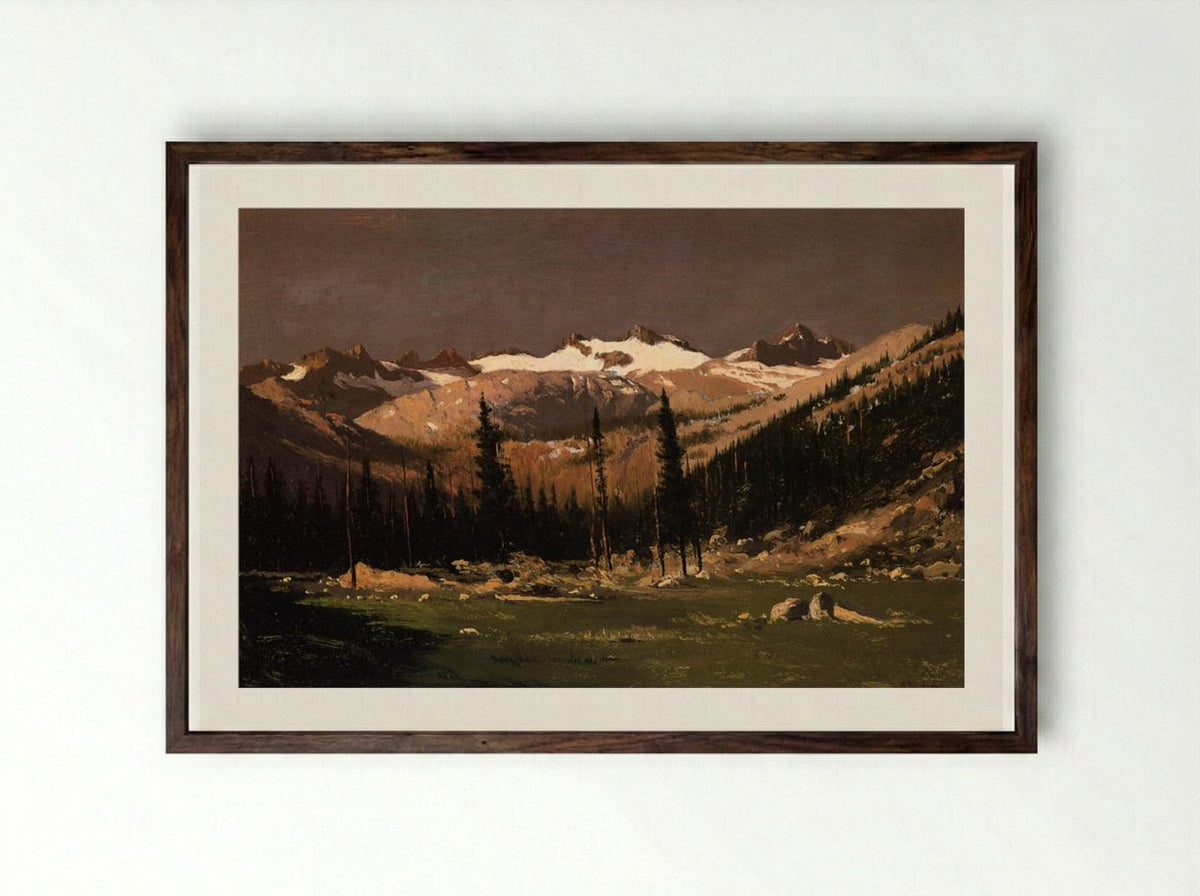 Mount Lyell above Yosemite - William Bradford - Framed Print Dark Wood