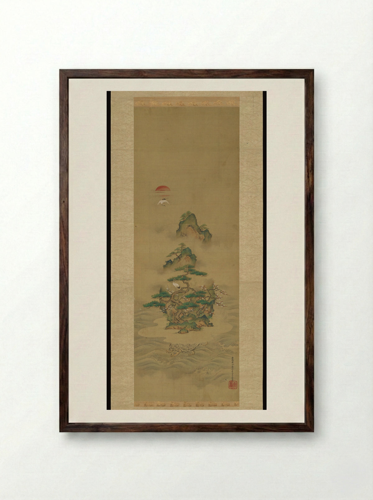 Mount Penglai with Eight Views of Xiao and Xiang - Kano Tansui Moritsune - Framed Print Dark Wood