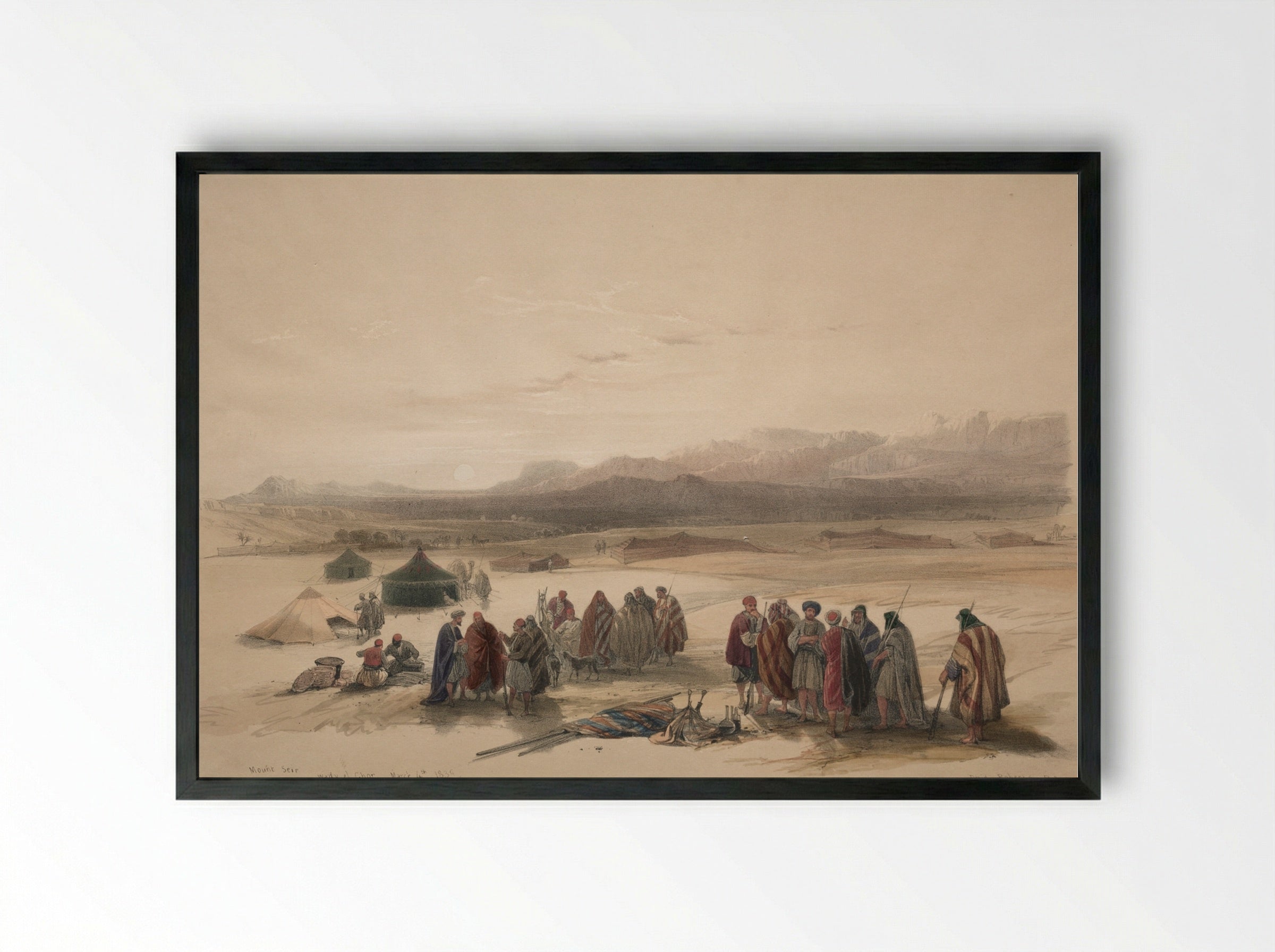 Mount Seir, Wady el Ghor - David Roberts - Framed Print Black
