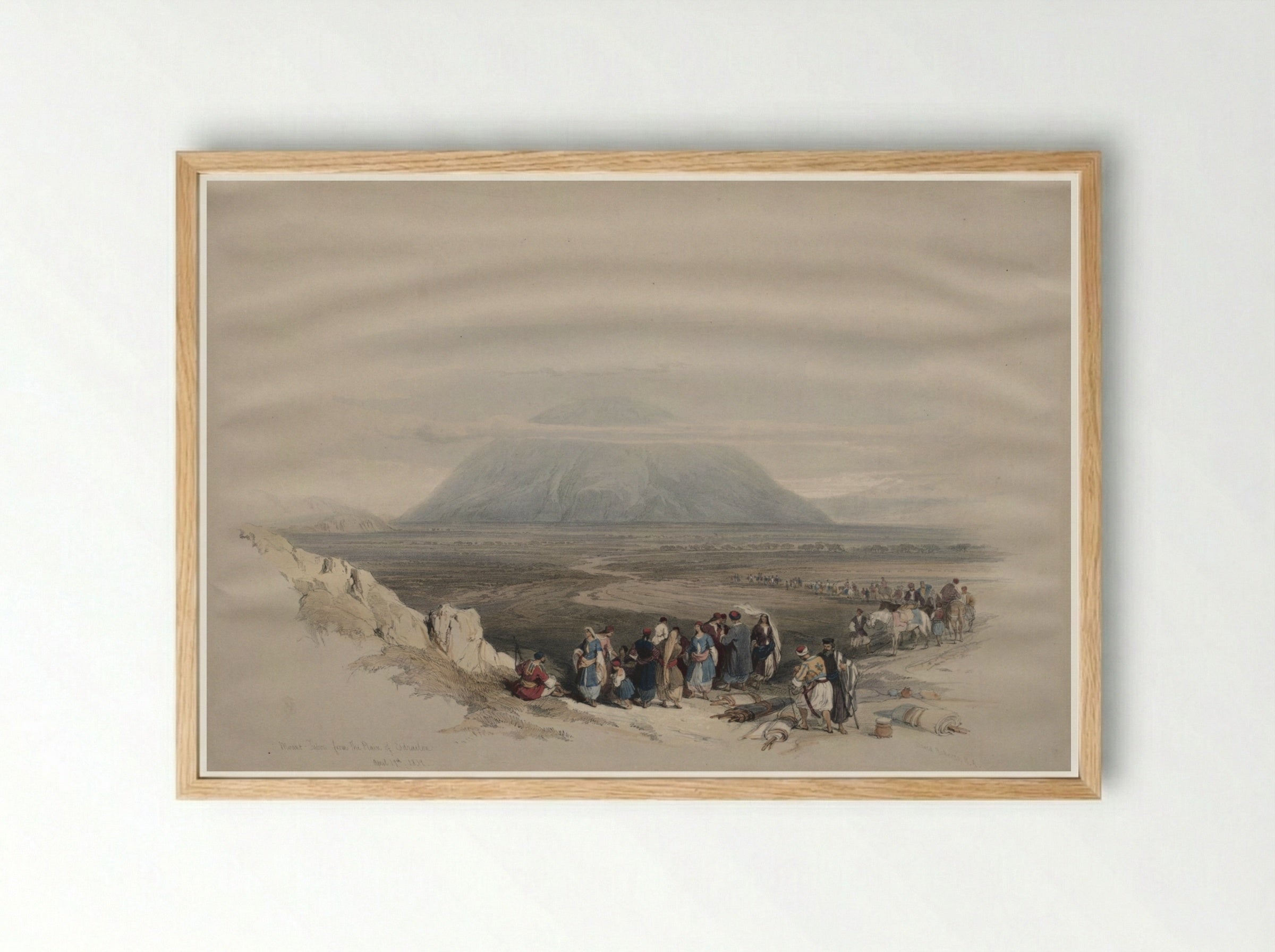 Mount Tabor from the Plain of Esdraelon - David Roberts - Framed Print Wood