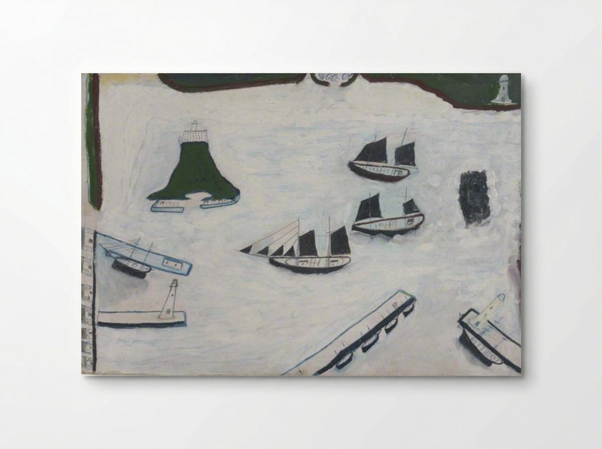 Mount's Bay with Four Lighthouses - Alfred Wallis - Poster