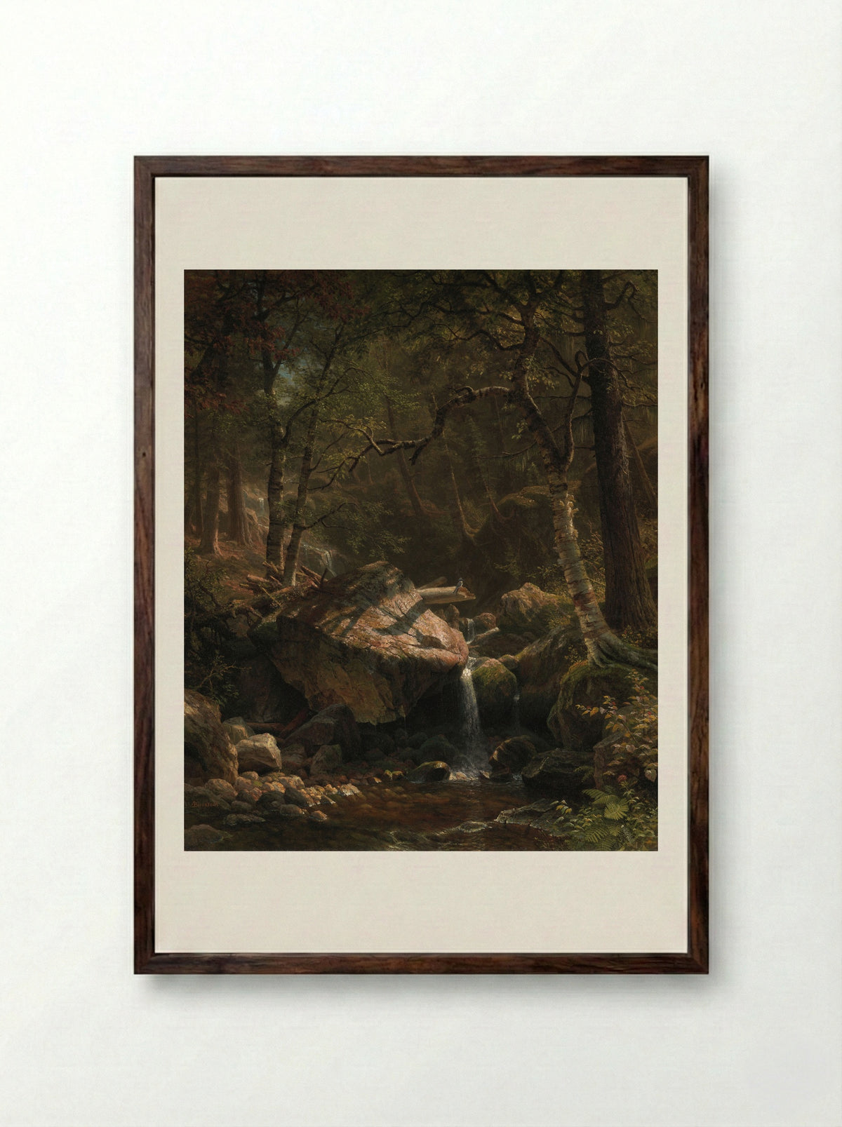 Mountain Brook - Albert Bierstadt - Framed Print Dark Wood