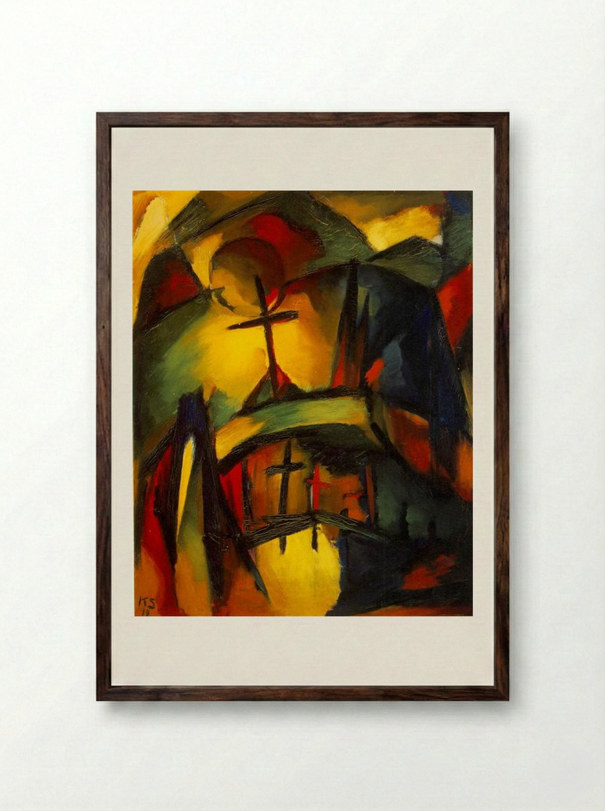 Mountain Graveyard - Kurt Schwitters - Framed Print Dark Wood