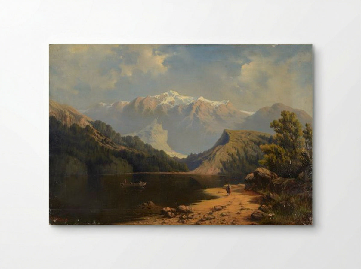 Mountain Lake with a Boat - Julius Sergius von Klever - Poster